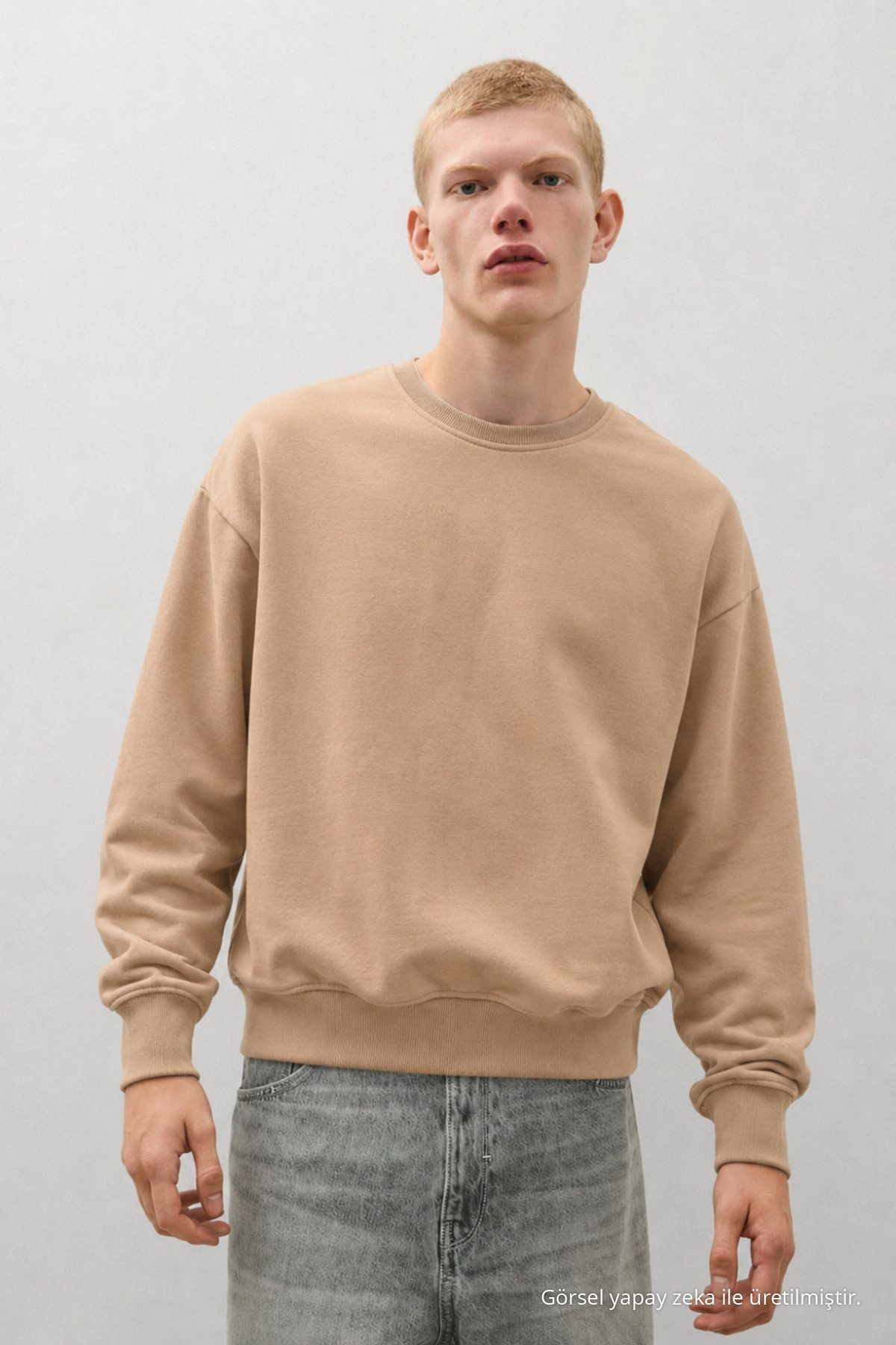 3 Adet Erkek Günlük Bisiklet Yaka Bol Sweatshirt Yeşil 3