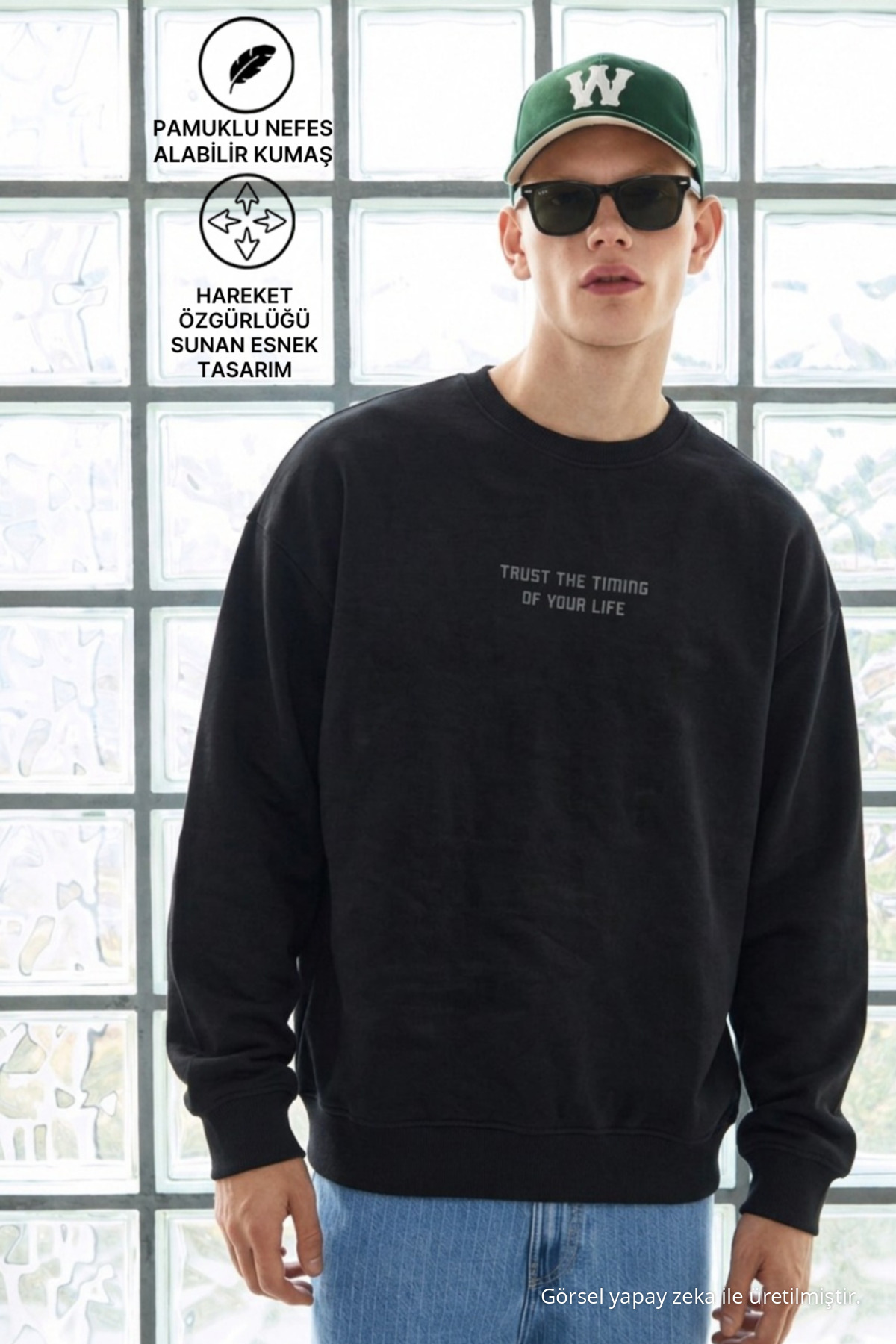 3 Adet Erkek Uzun Kol Baskılı Pamuklu Sweatshirt Antrasit 3