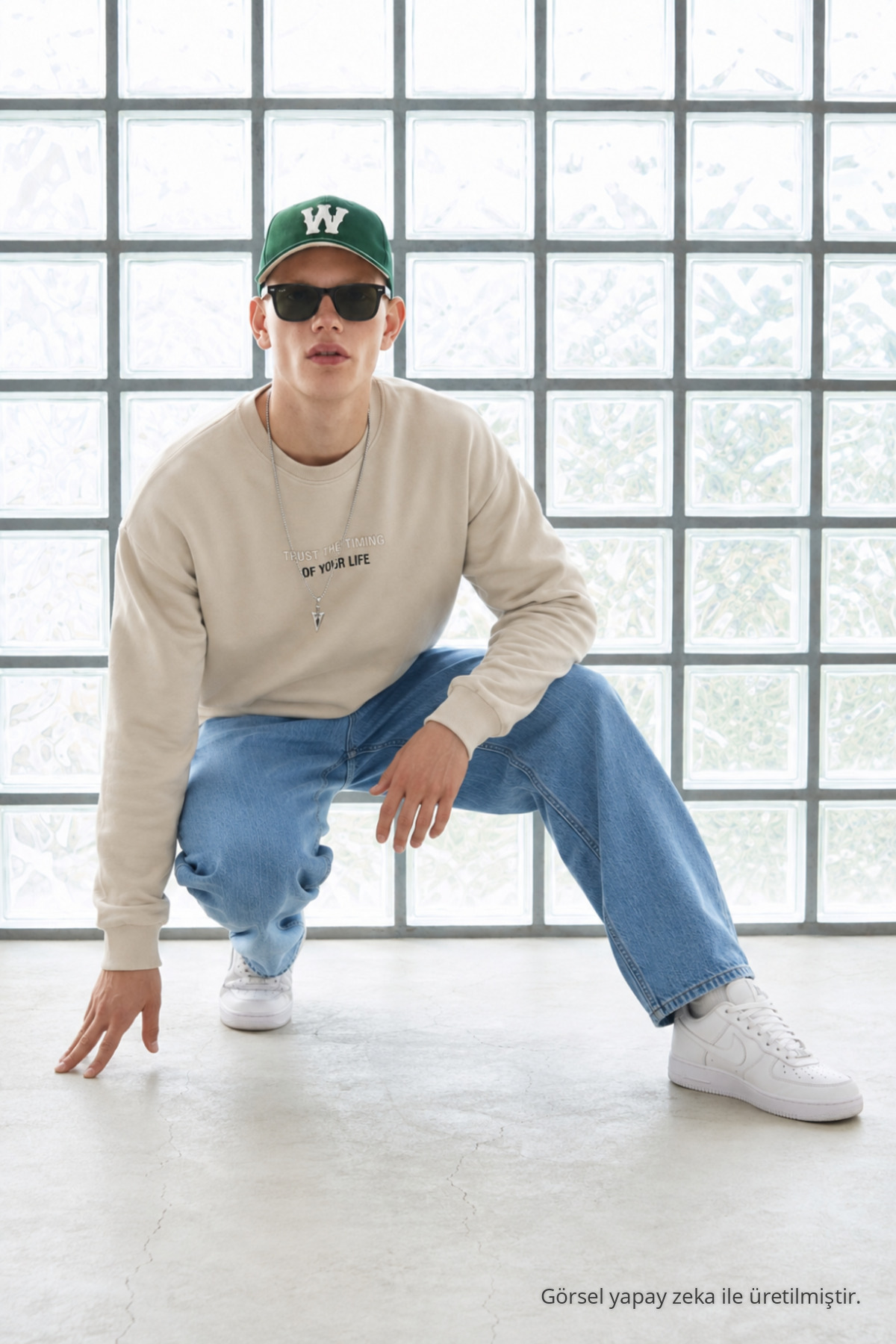 3 Adet Erkek Uzun Kol Baskılı Pamuklu Sweatshirt Haki 6