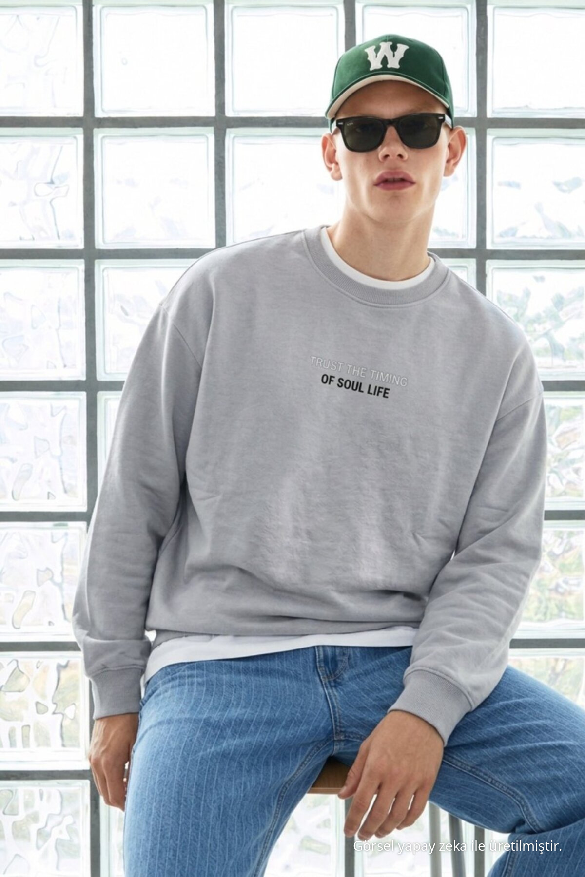 3 Adet Erkek Uzun Kol Baskılı Pamuklu Sweatshirt Mavi 5
