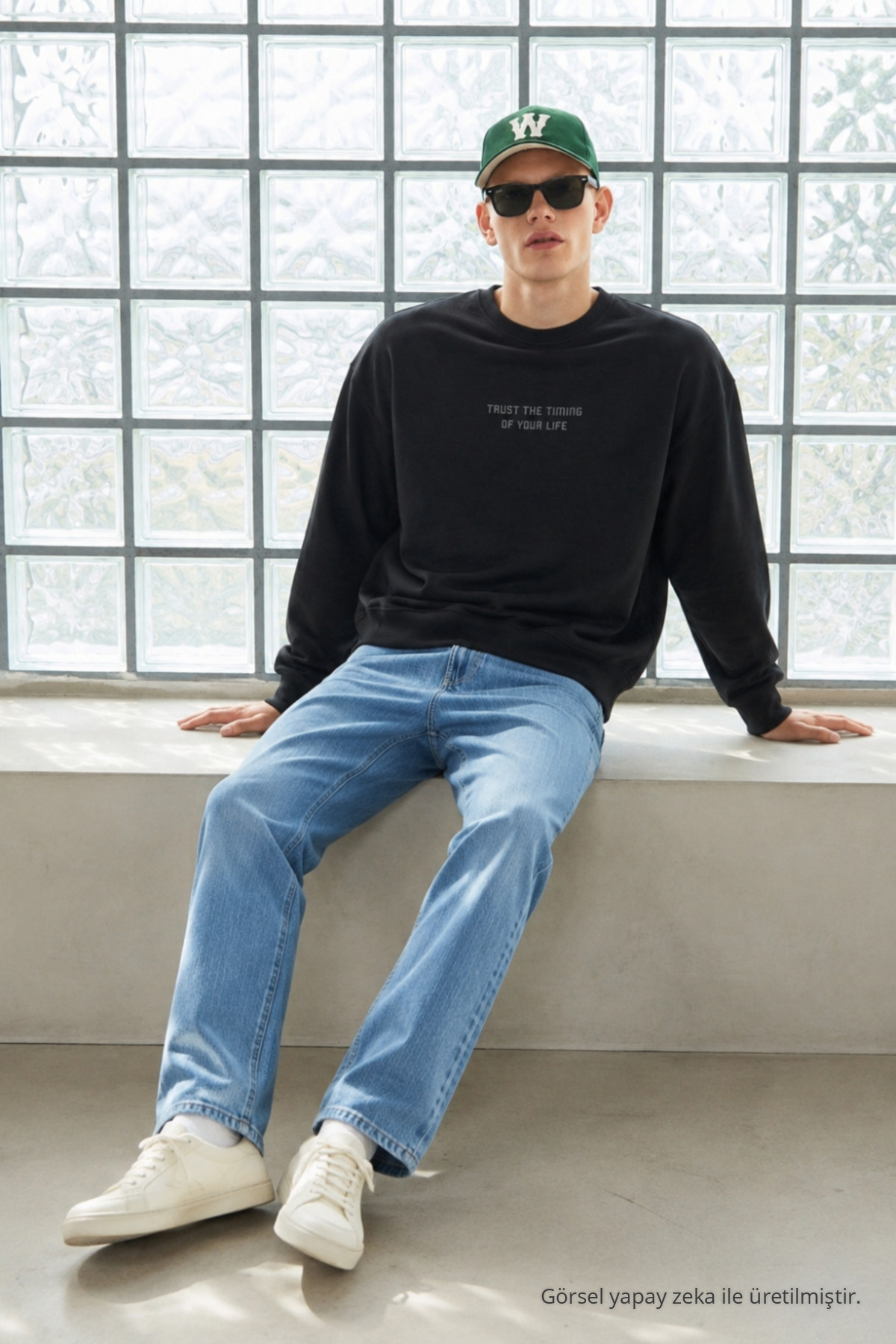 3 Adet Erkek Uzun Kol Baskılı Pamuklu Sweatshirt Yeşil 7