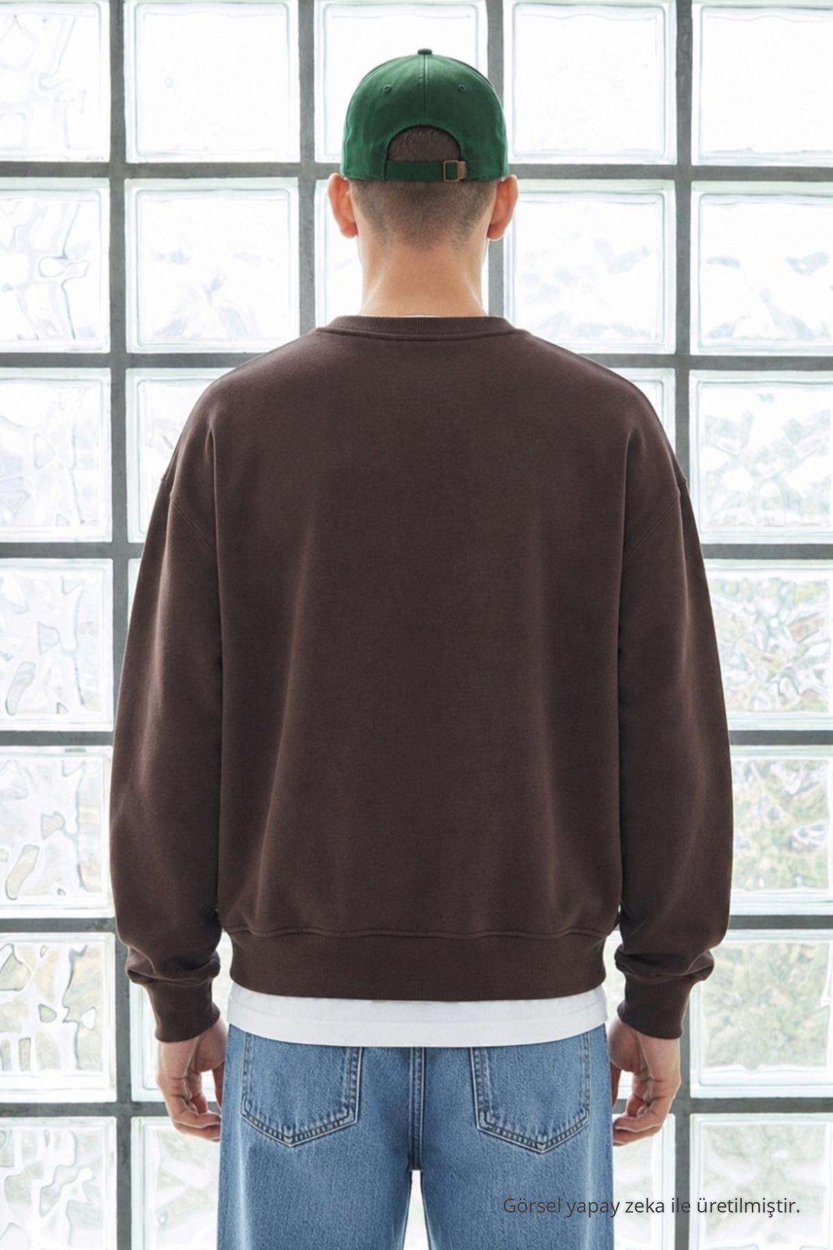 3 Adet Erkek Pamuklu Salaş Basic Kışlık Sweatshirt Bej 7