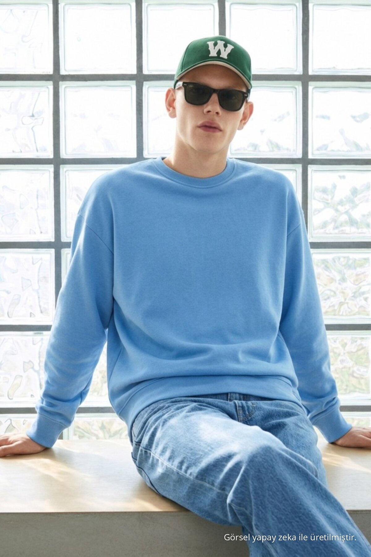 3 Adet Erkek Pamuklu Salaş Basic Kışlık Sweatshirt Bej 3