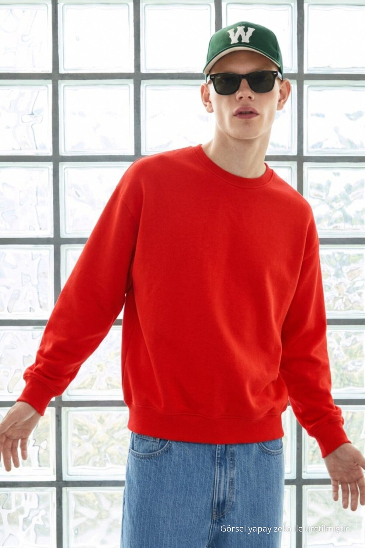 3 Adet Erkek Pamuklu Salaş Basic Kışlık Sweatshirt Krem 3