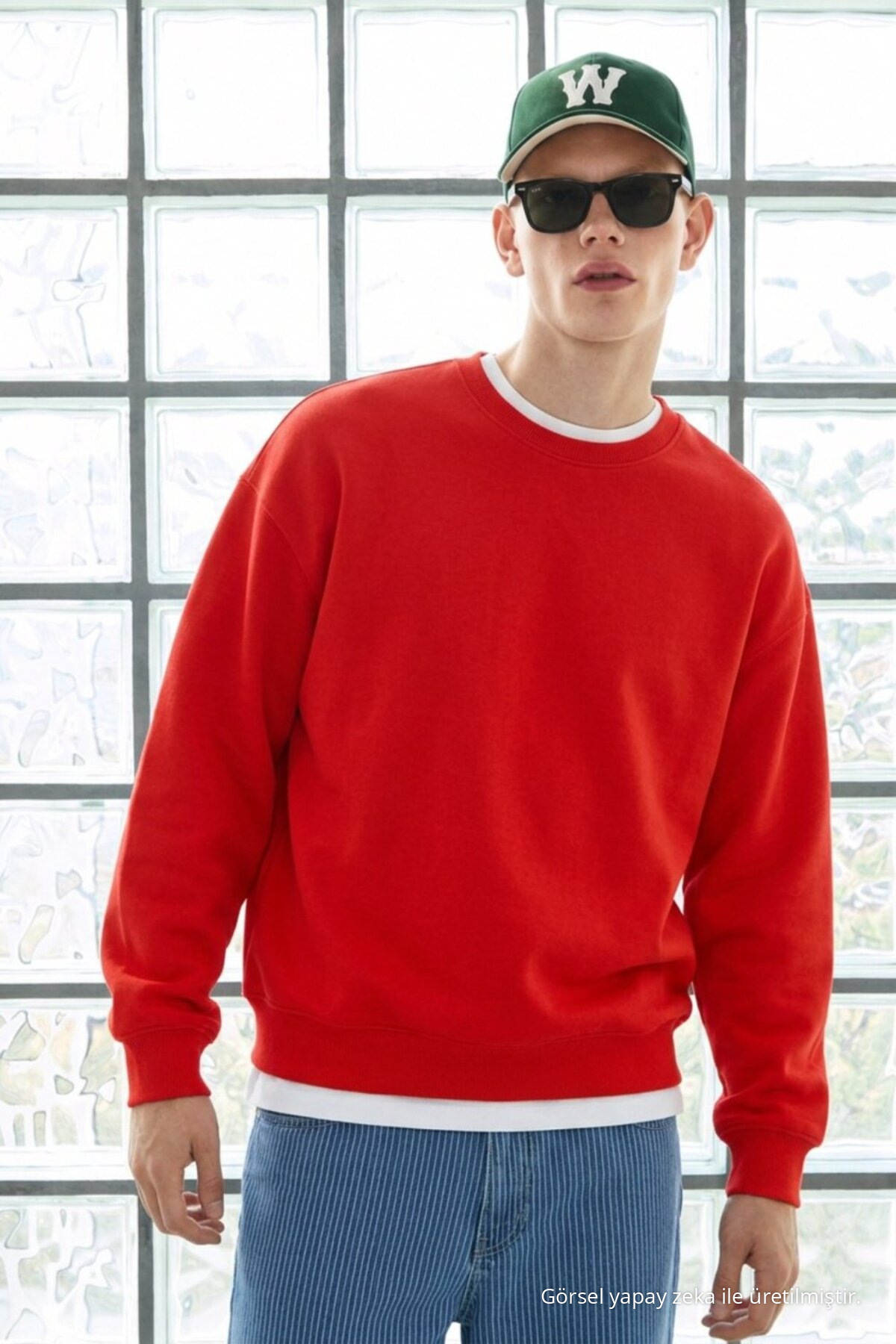 3 Adet Erkek Pamuklu Salaş Basic Kışlık Sweatshirt Krem 6