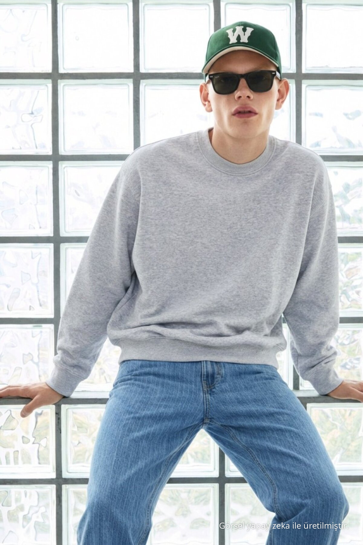 3 Adet Erkek Pamuklu Salaş Basic Kışlık Sweatshirt Mavi 5