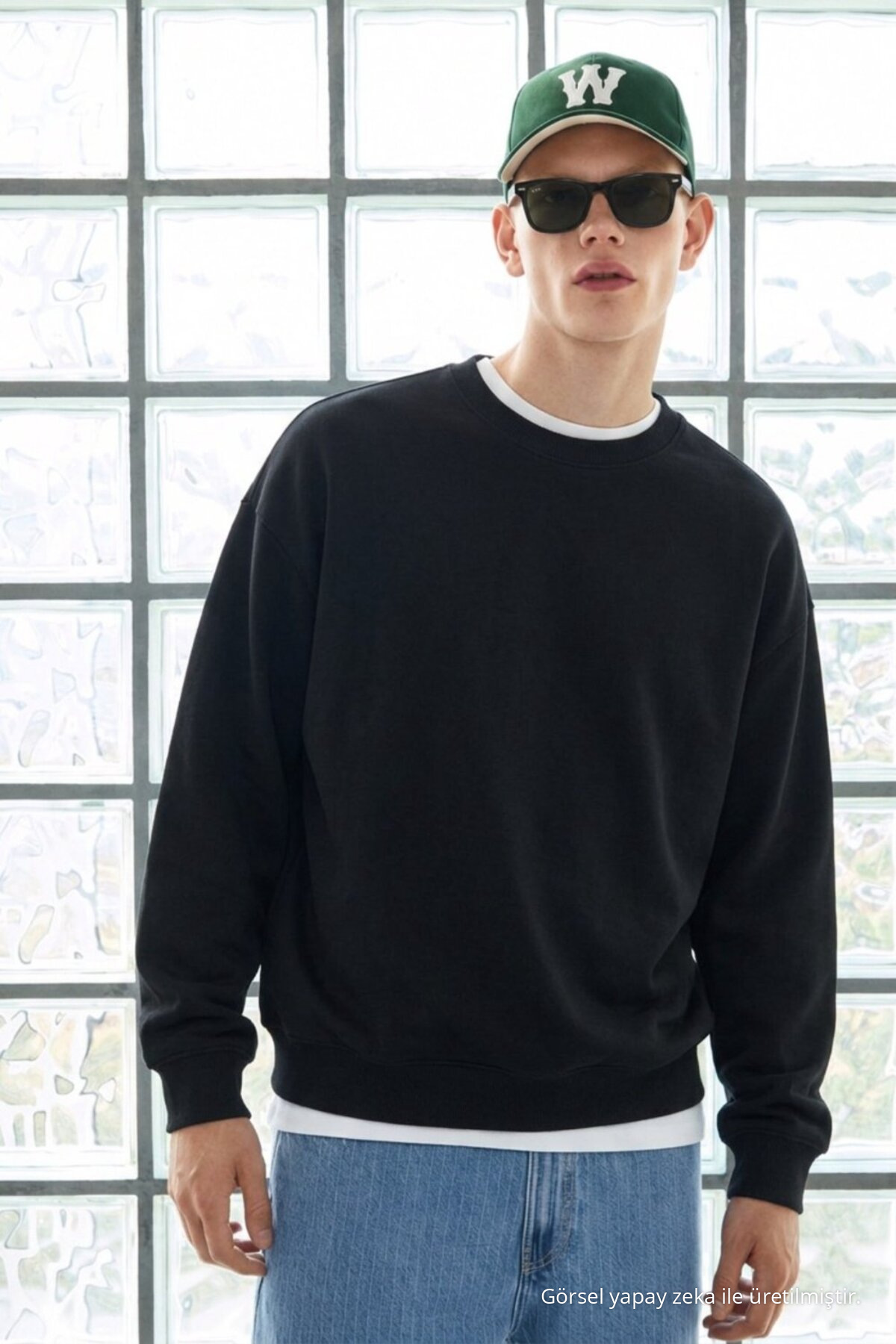 3 Adet Erkek Pamuklu Salaş Basic Kışlık Sweatshirt Siyah 5