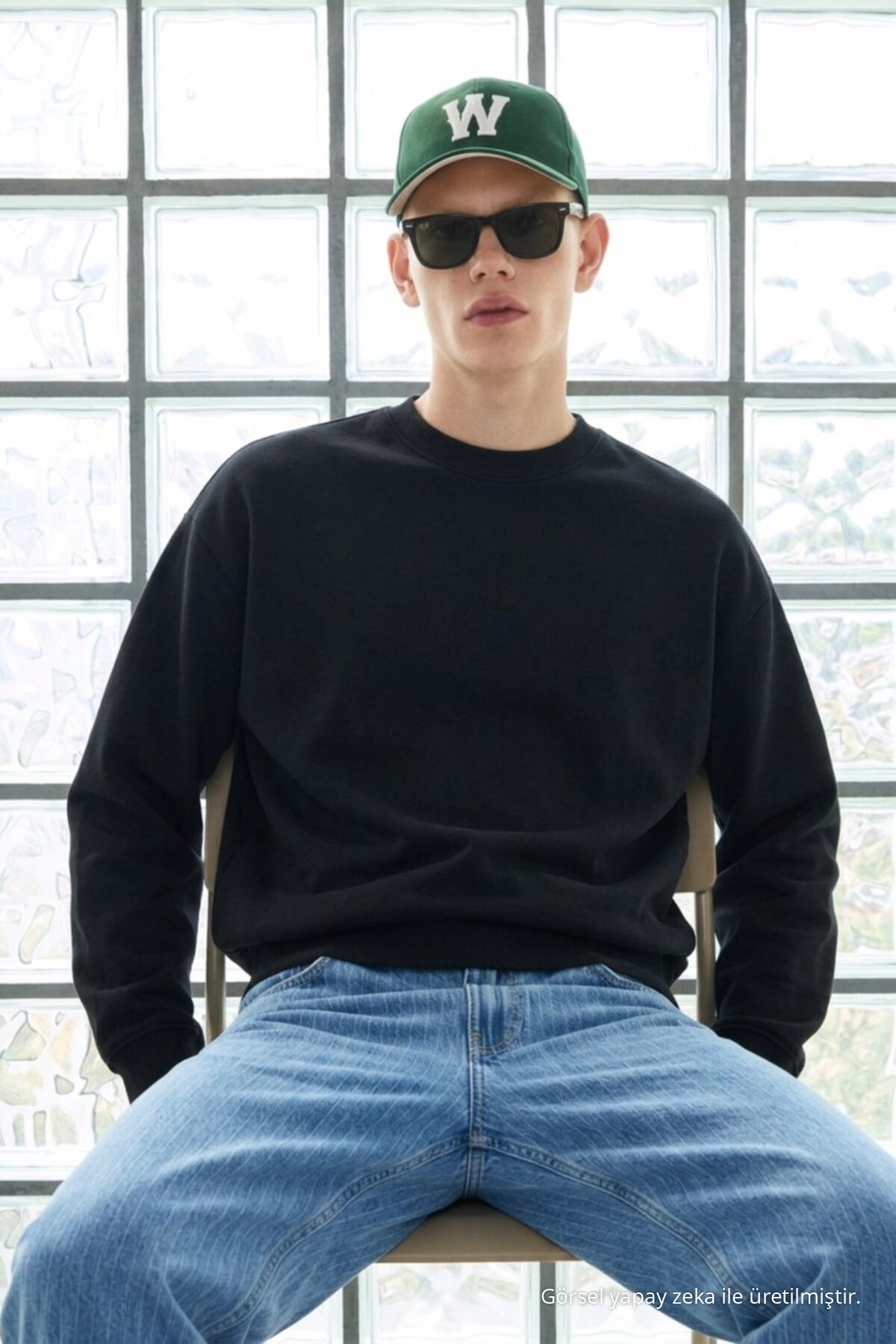 3 Adet Erkek Pamuklu Salaş Basic Kışlık Sweatshirt Siyah 7