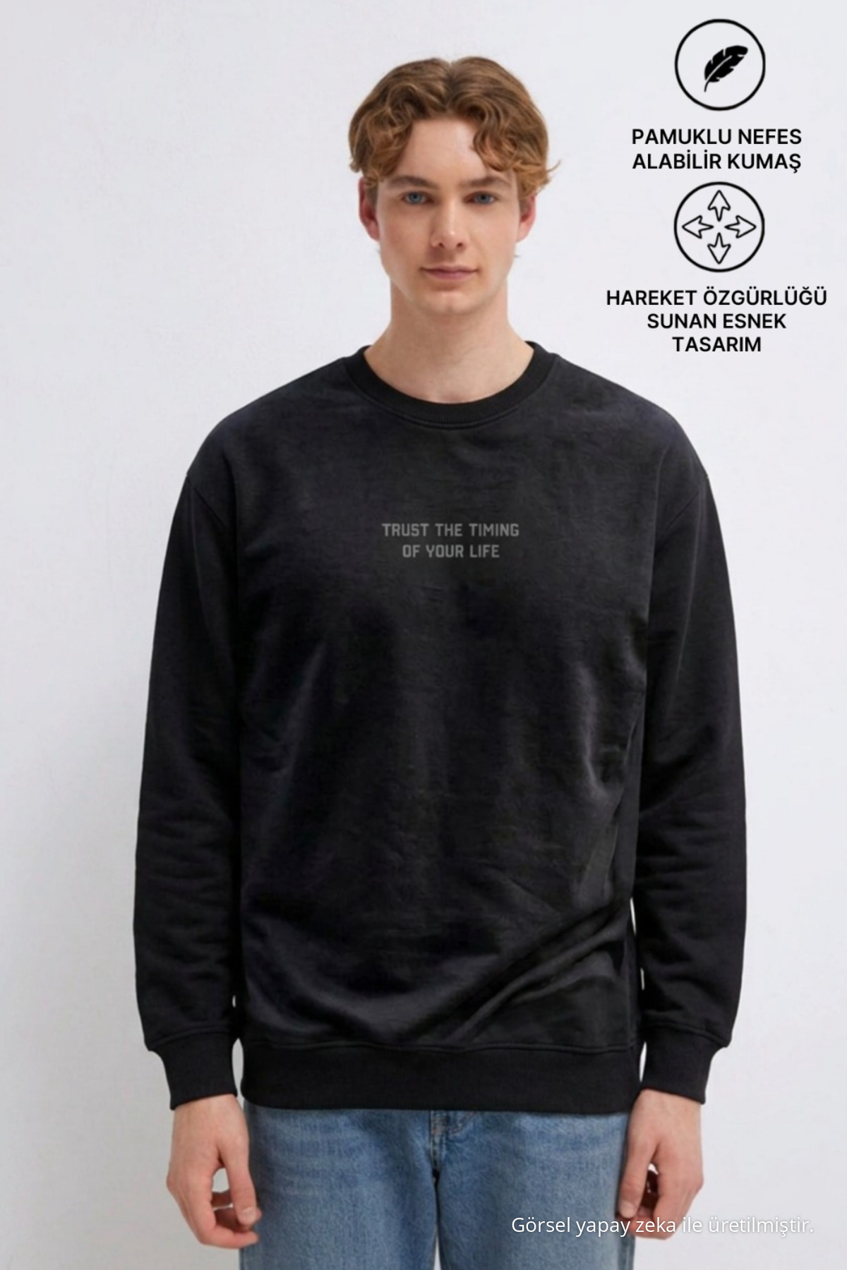 3 Adet Erkek Rahat Kalıp Premium Baskılı Sweatshirt Bordo 4