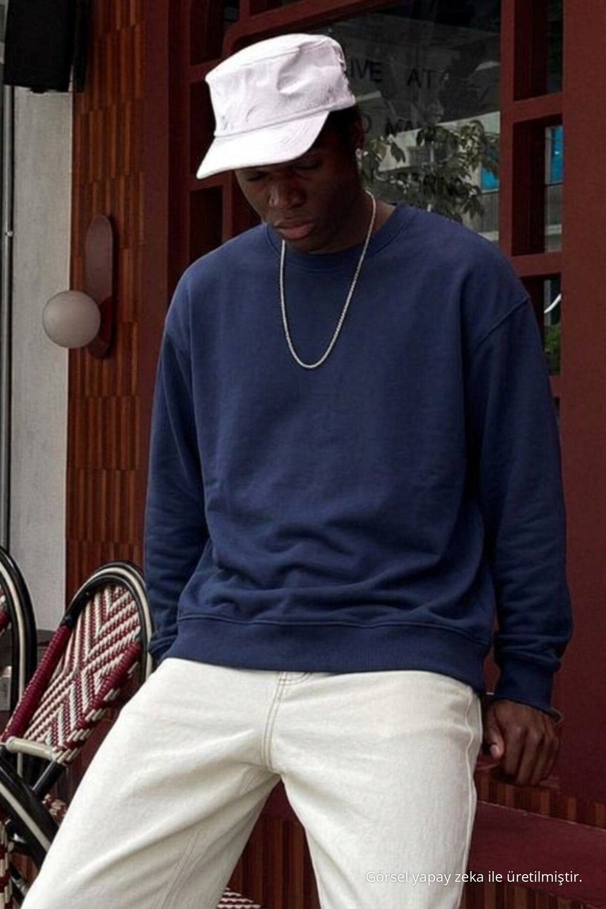 3 Adet Erkek Trend Rahat Kalıp Günlük Sweatshirt Haki 3