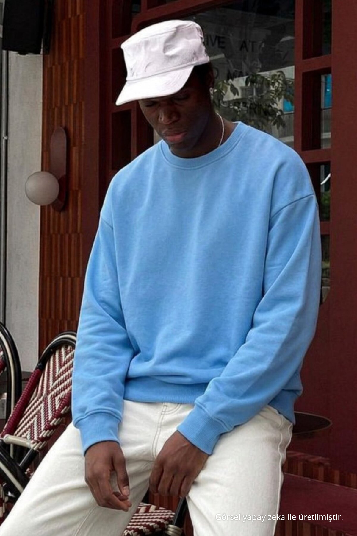 3 Adet Erkek Trend Rahat Kalıp Günlük Sweatshirt Mavi 5