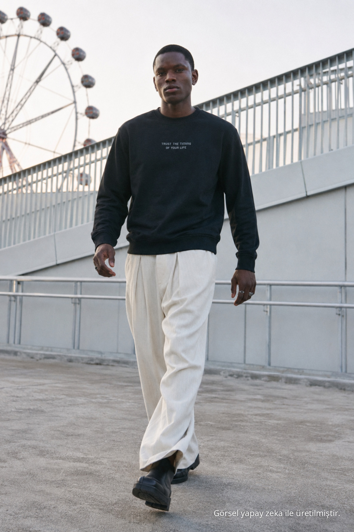 3 Adet Erkek Baskılı Relax Fit Mevsimlik Sweatshirt Gri 7