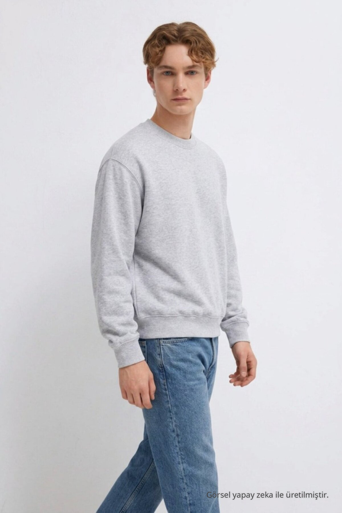3 Adet Erkek 3 İplik Kalın Kışlık Premium Sweatshirt Beyaz 5