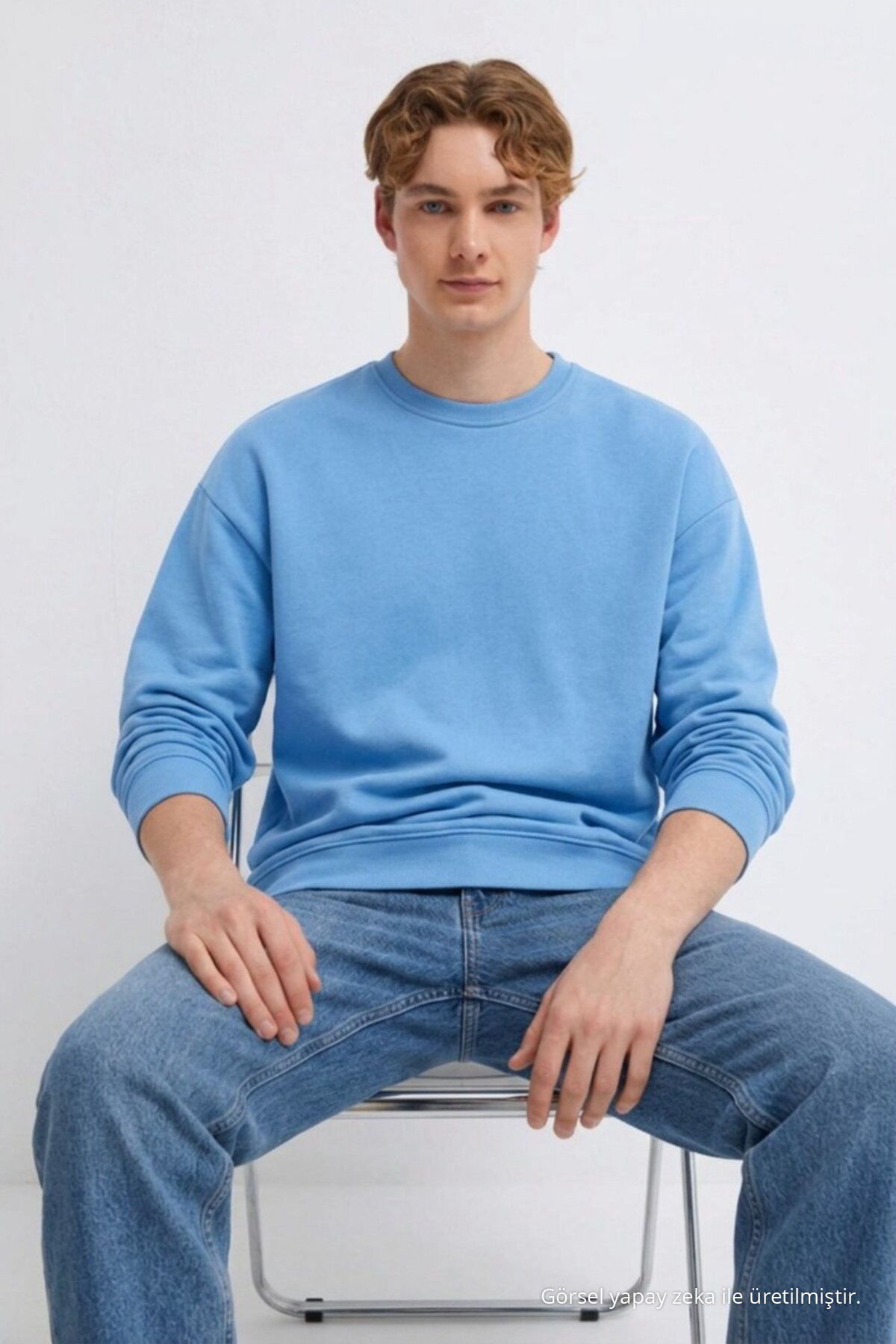 3 Adet Erkek 3 İplik Kalın Kışlık Premium Sweatshirt Beyaz 3