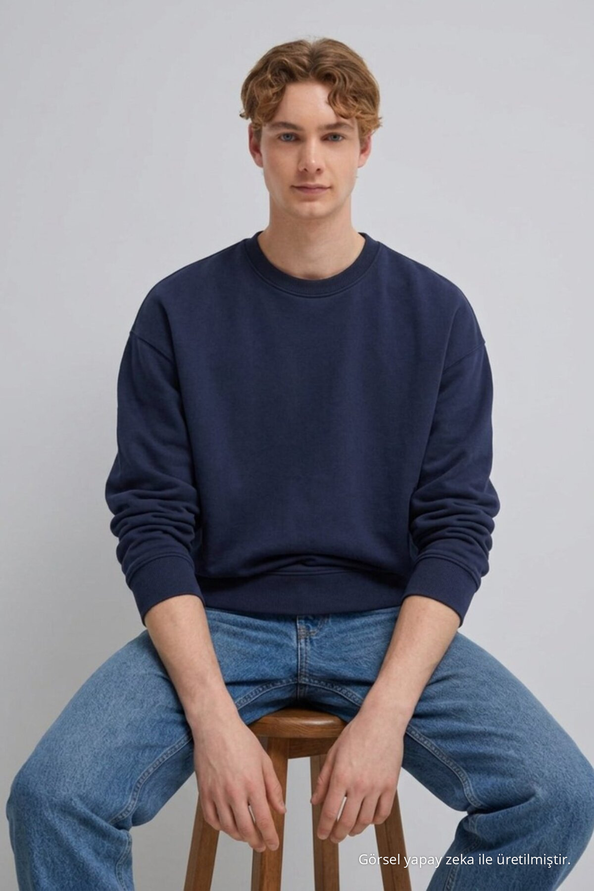 3 Adet Erkek 3 İplik Kalın Kışlık Premium Sweatshirt Krem 3