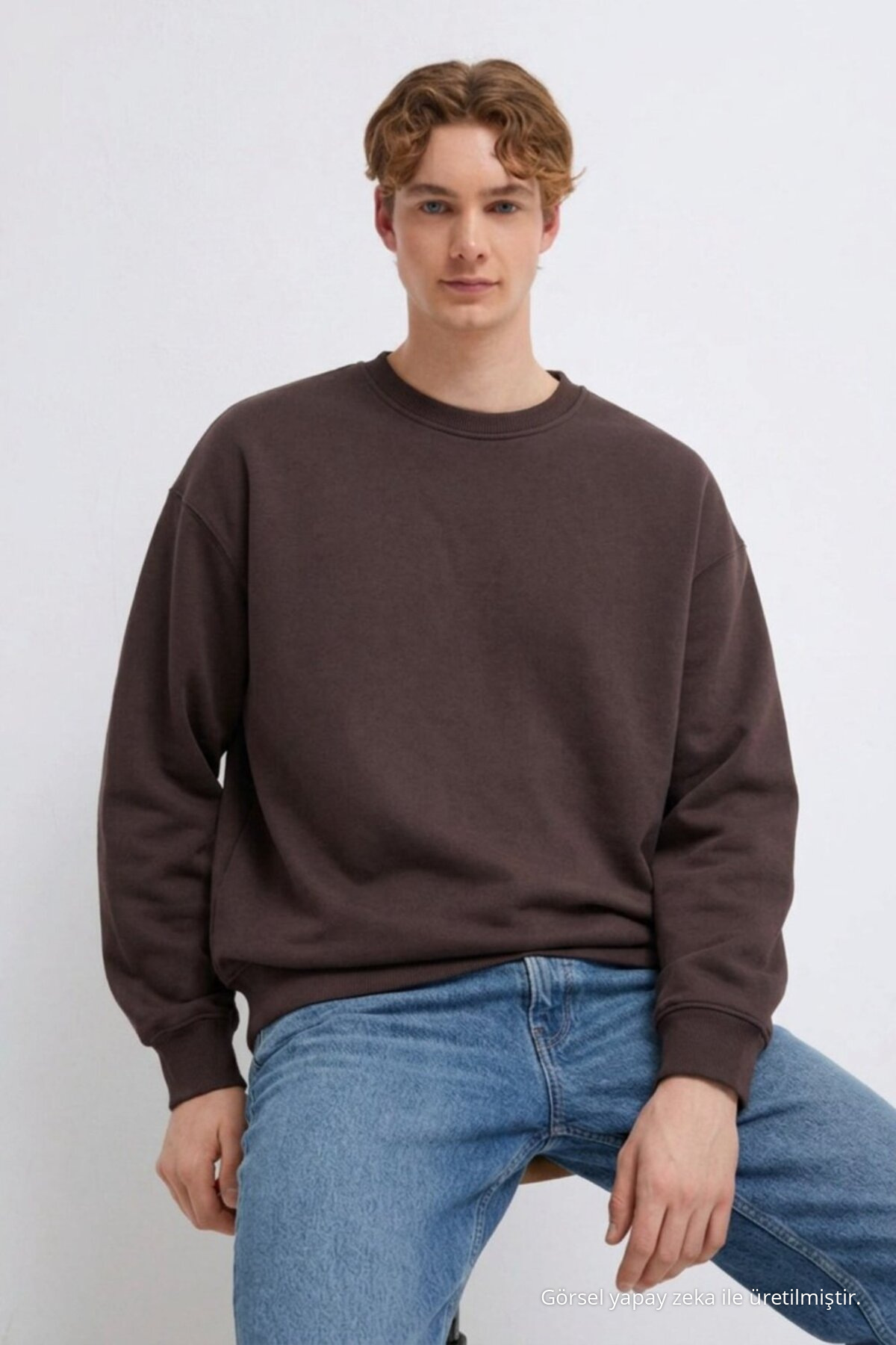 3 Adet Erkek 3 İplik Kalın Kışlık Premium Sweatshirt Mavi 5