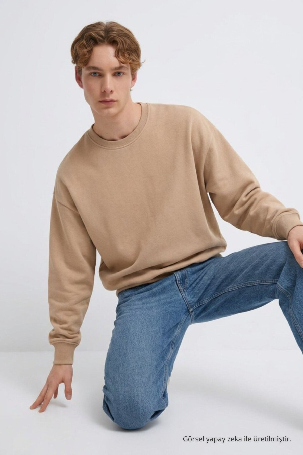 3 Adet Erkek 3 İplik Kalın Kışlık Premium Sweatshirt Sarı 6