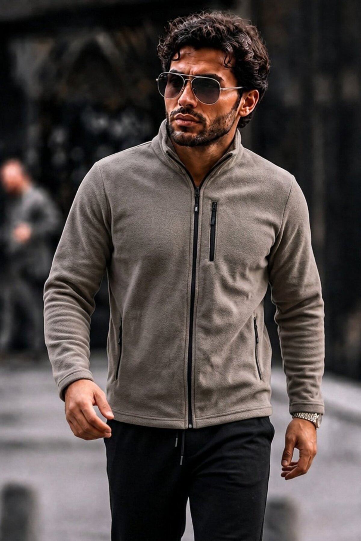 3'Lü Erkek Tam Fermuarlı Dik Yaka Hırka Polar Lacivert 6