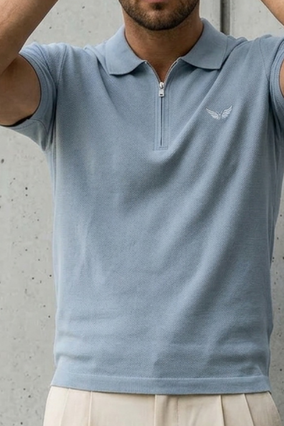 Erkek Relaxed Fit Mavi Polo Yaka Tişört 6