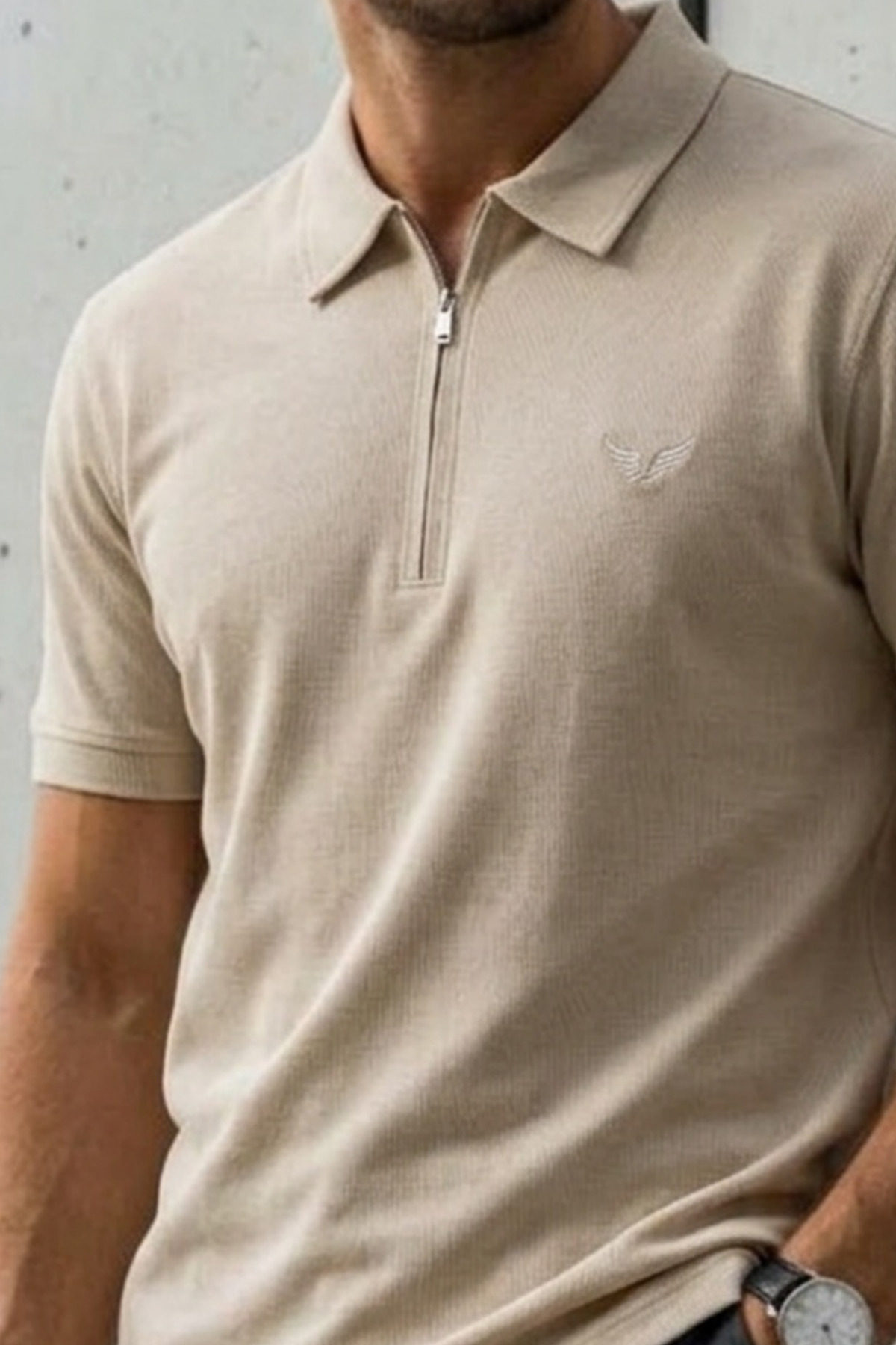 Erkek Relaxed Fit Bej Polo Yaka Tişört 5