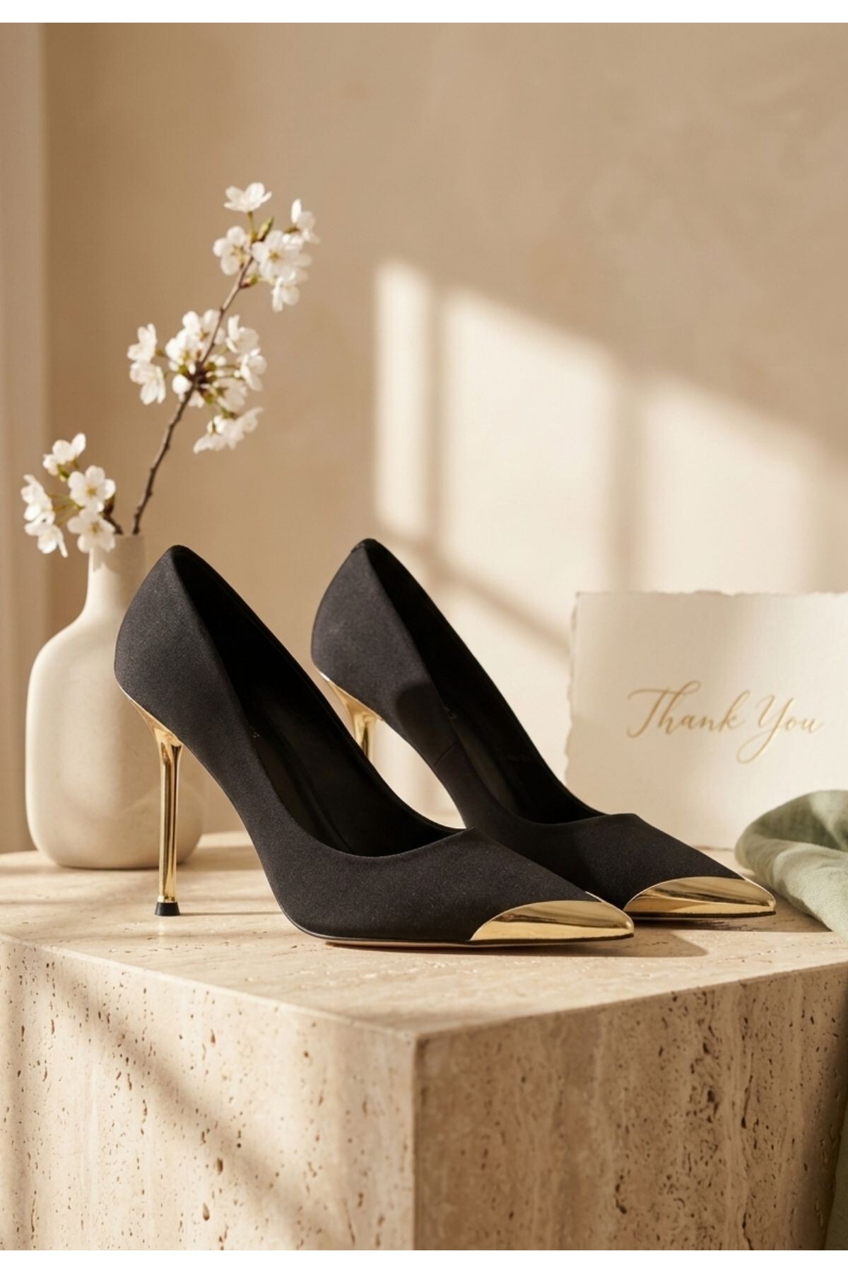 Alis Siyah Saten Stiletto Ayakkabı 5