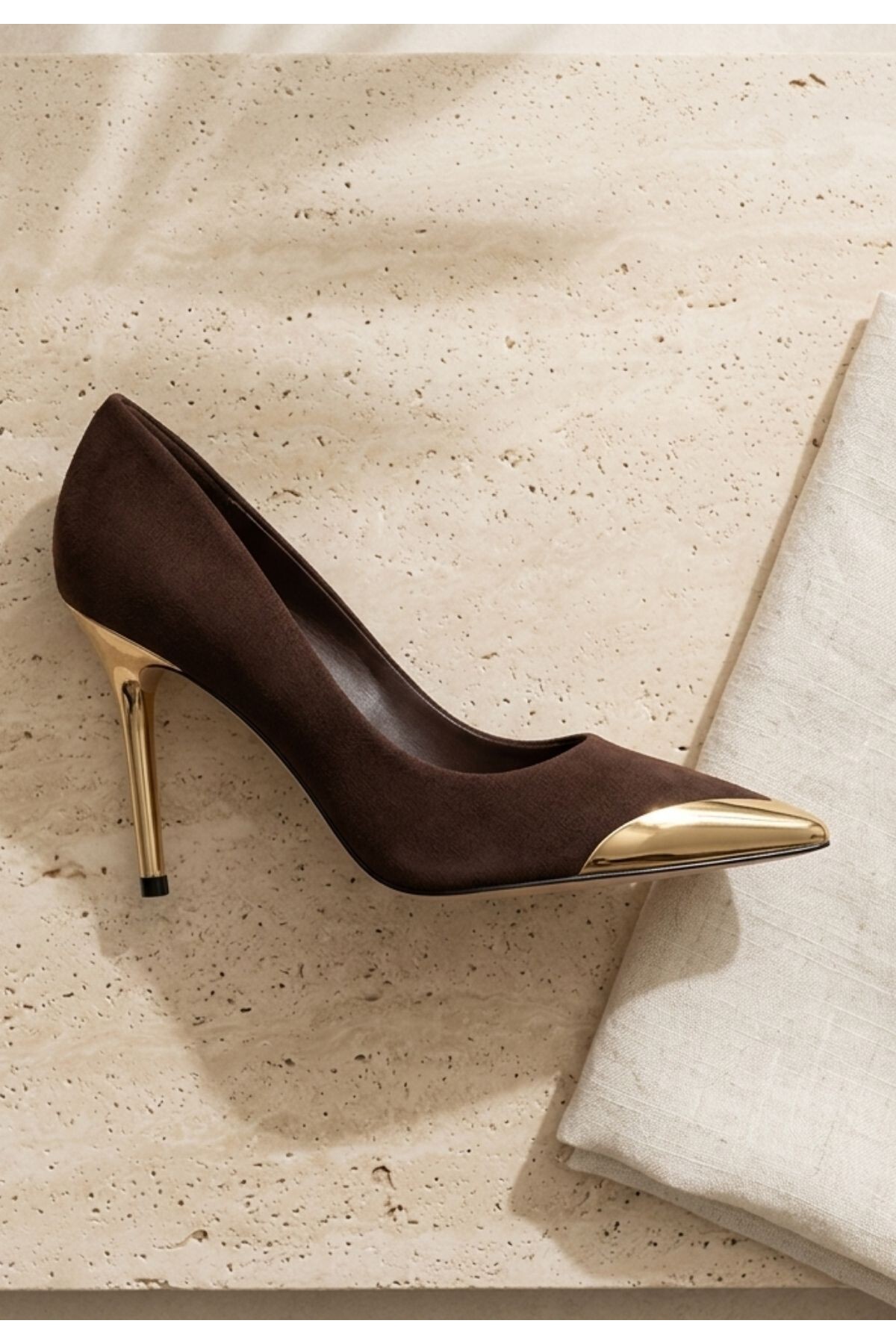 Alis Kahverengi Saten Stiletto Ayakkabı 4