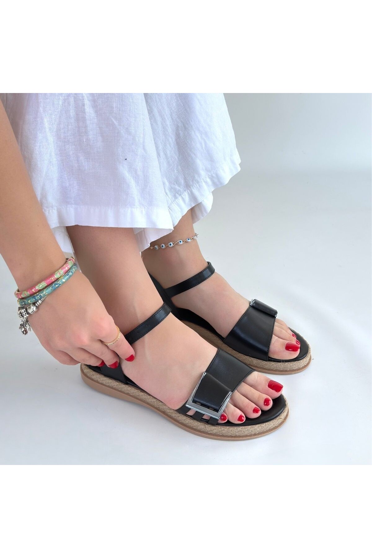 Andana Siyah Cilt Sandalet 4