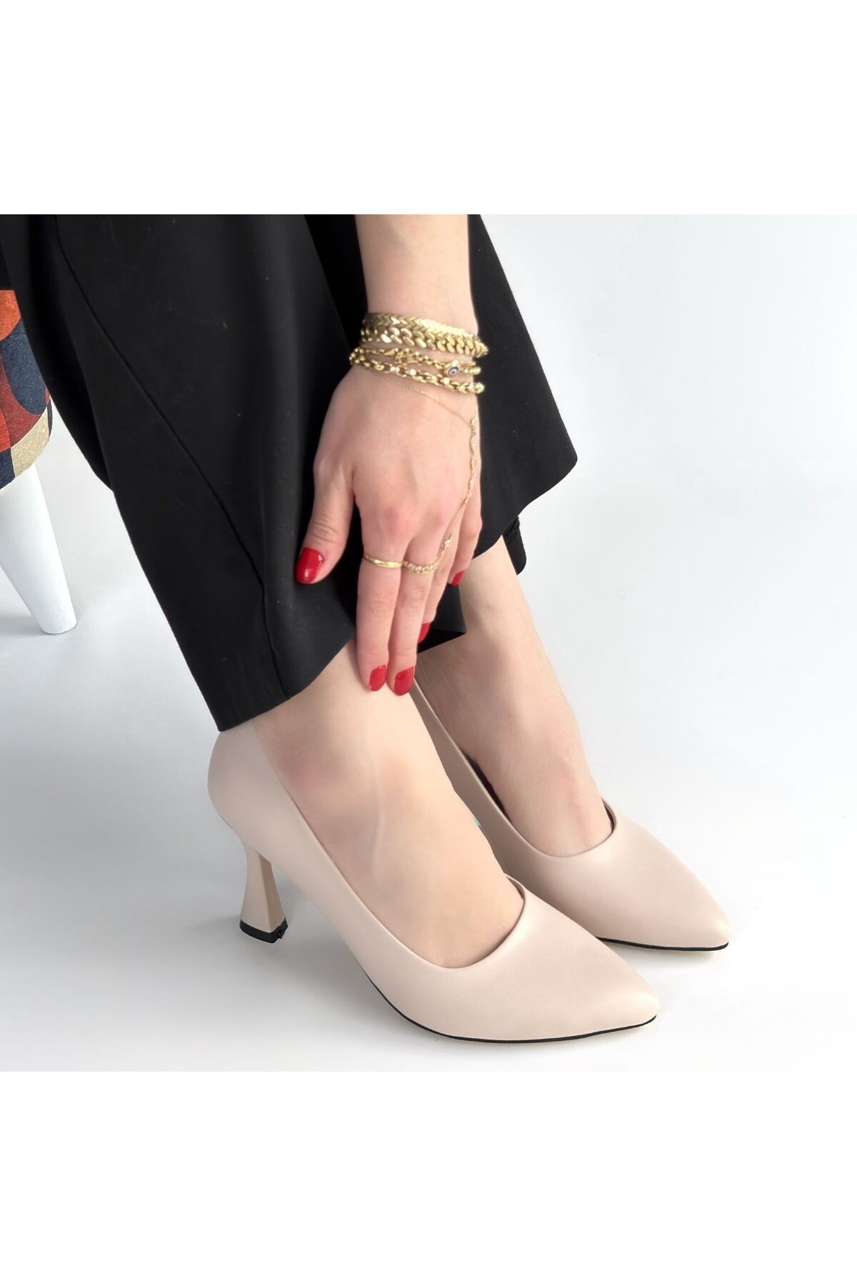 Ulba Bej Cilt Stiletto Ayakkabı 4