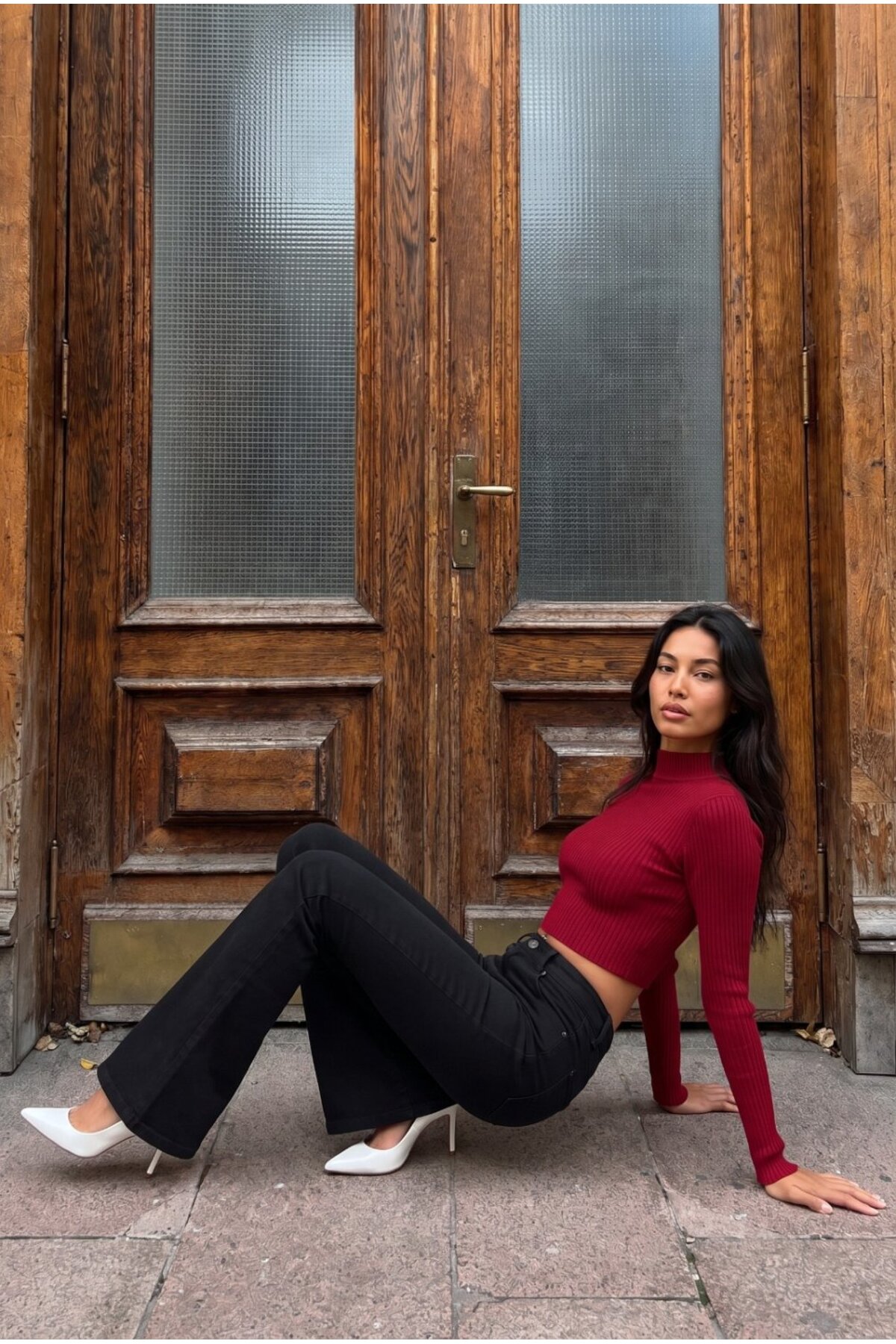 Yüksek Bel Esnek/Likralı Çan Paça Jeans Siyah 6