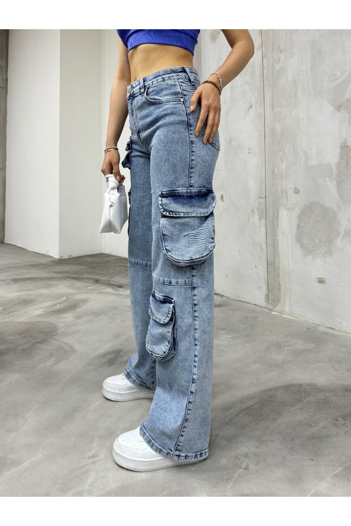 Mavi Çok Cepli Straight Fit Kargo Pantolon 4