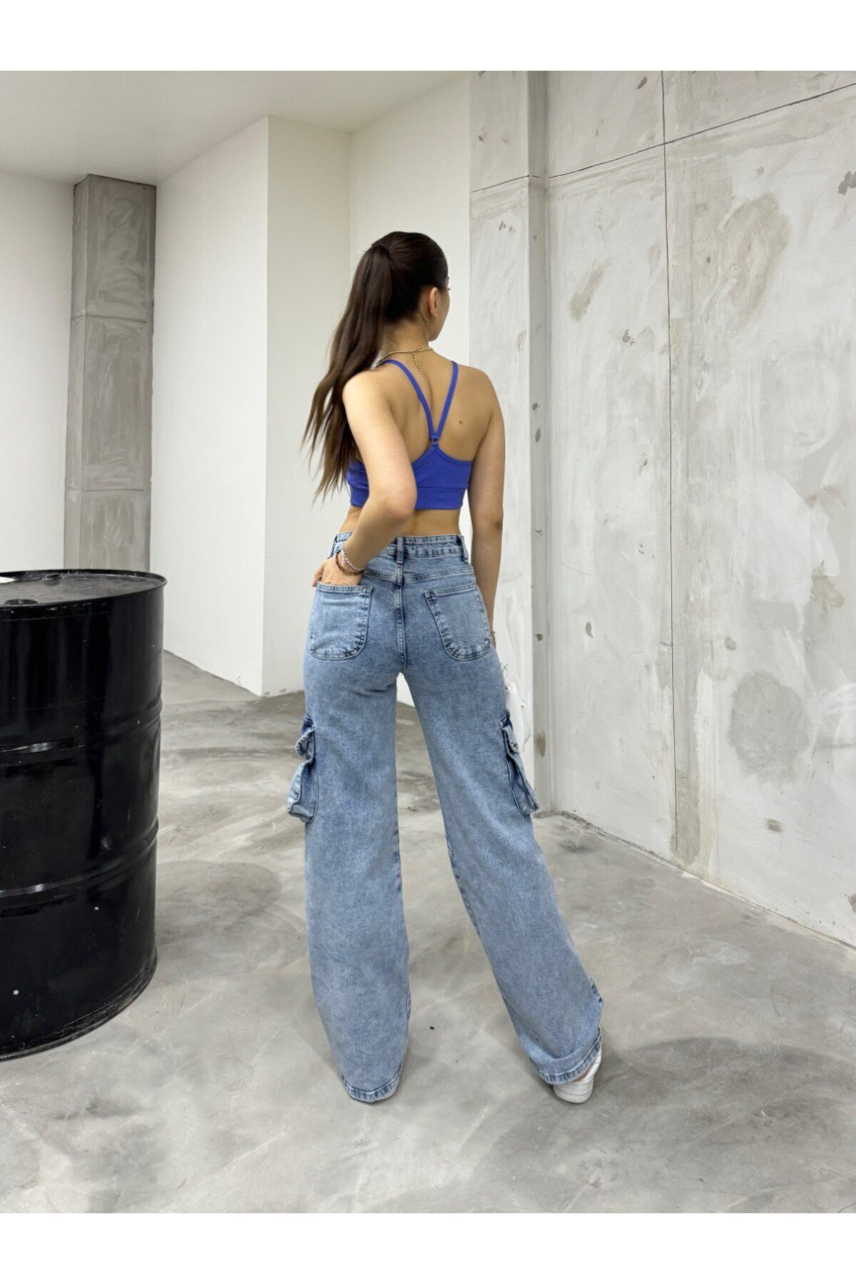 Mavi Çok Cepli Straight Fit Kargo Pantolon 5