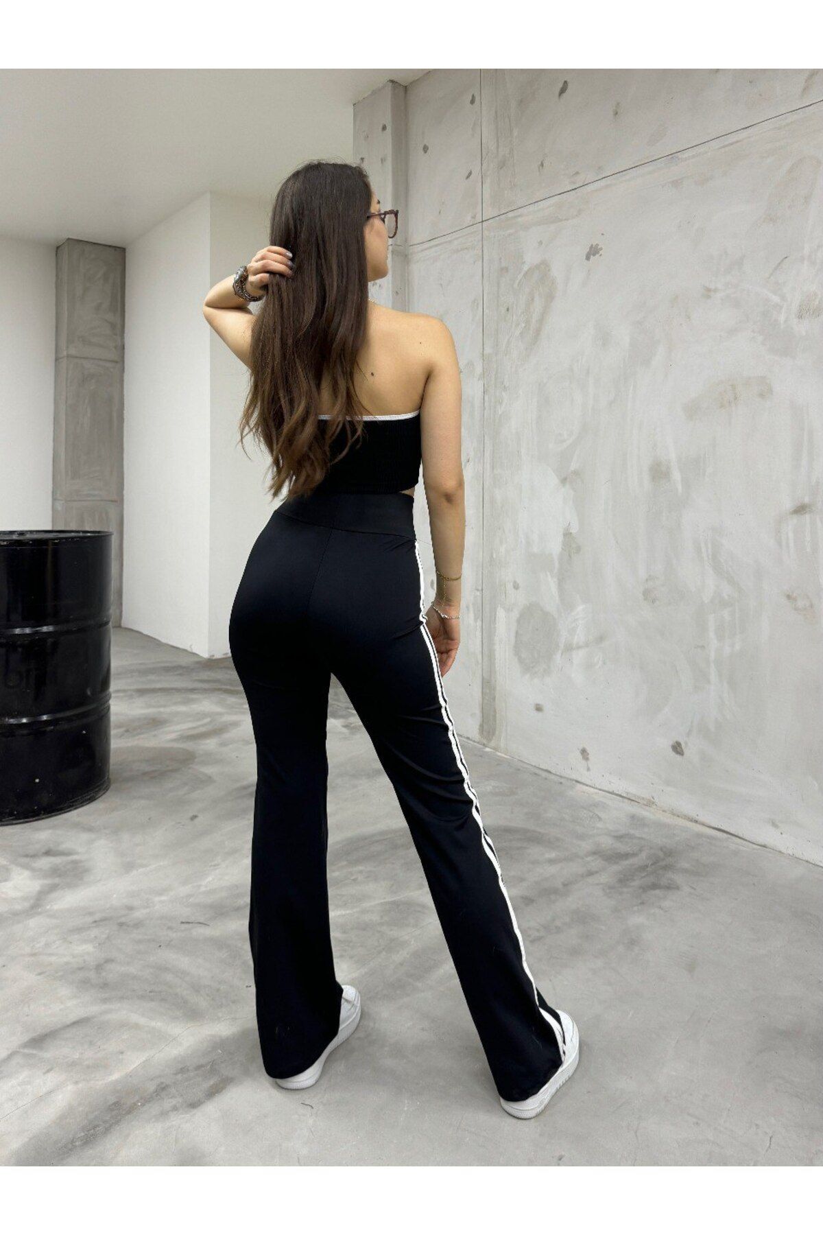 Kadın Straplez Kaşkorse Fitilli Crop Büstiyer Siyah 3