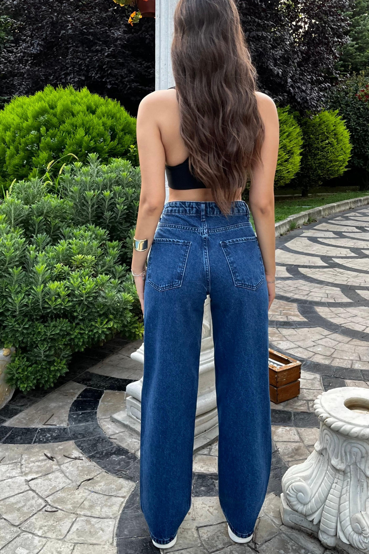 Lacivert Yüksek Bel Wide Leg Jeans 3
