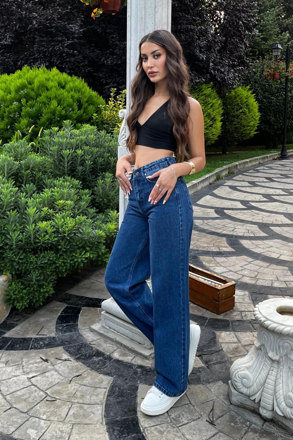 Lacivert Yüksek Bel Wide Leg Jeans 6