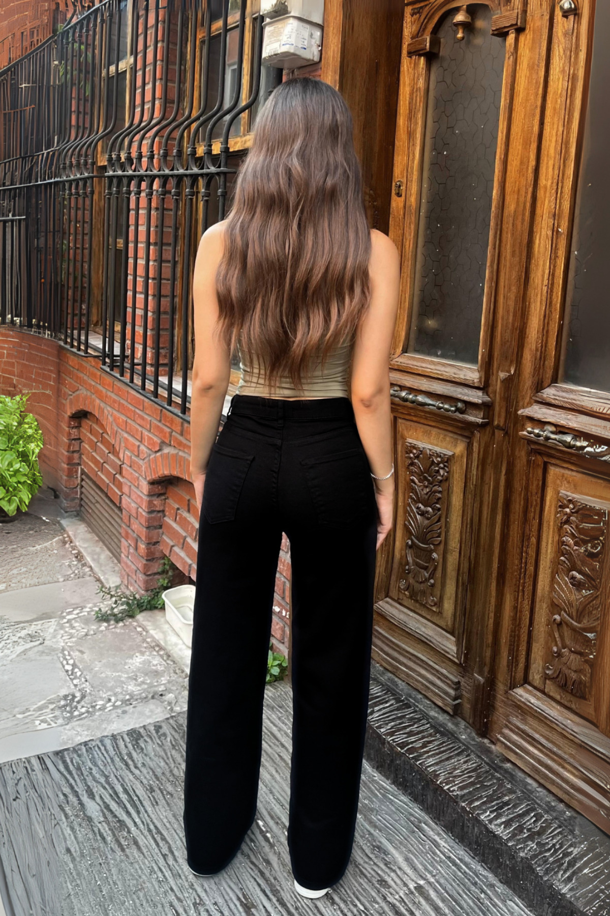 Siyah Yüksek Bel Wide Leg Jeans 4
