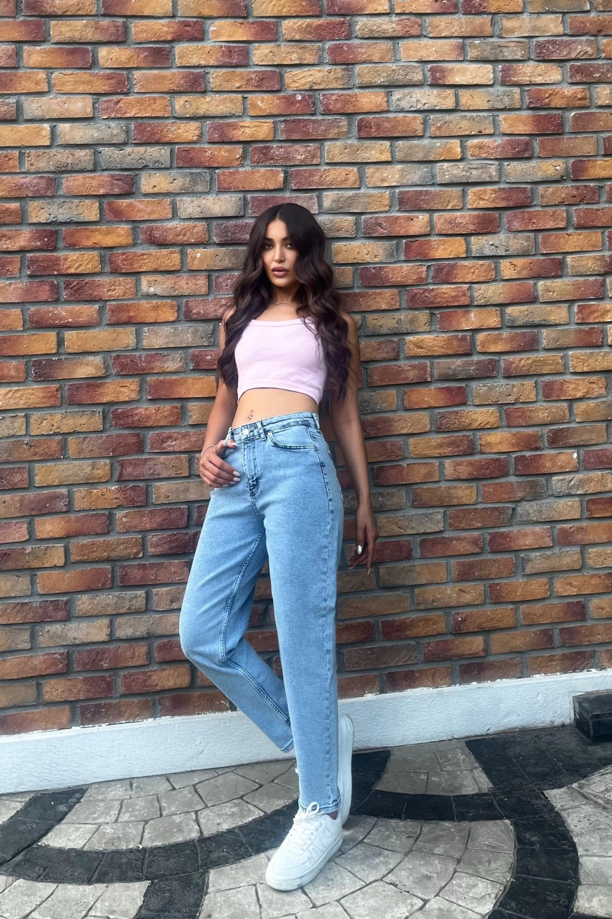 Kadın Yüksek Bel Boyfriend Likralı Kot Pantolon Açık Mavi 7