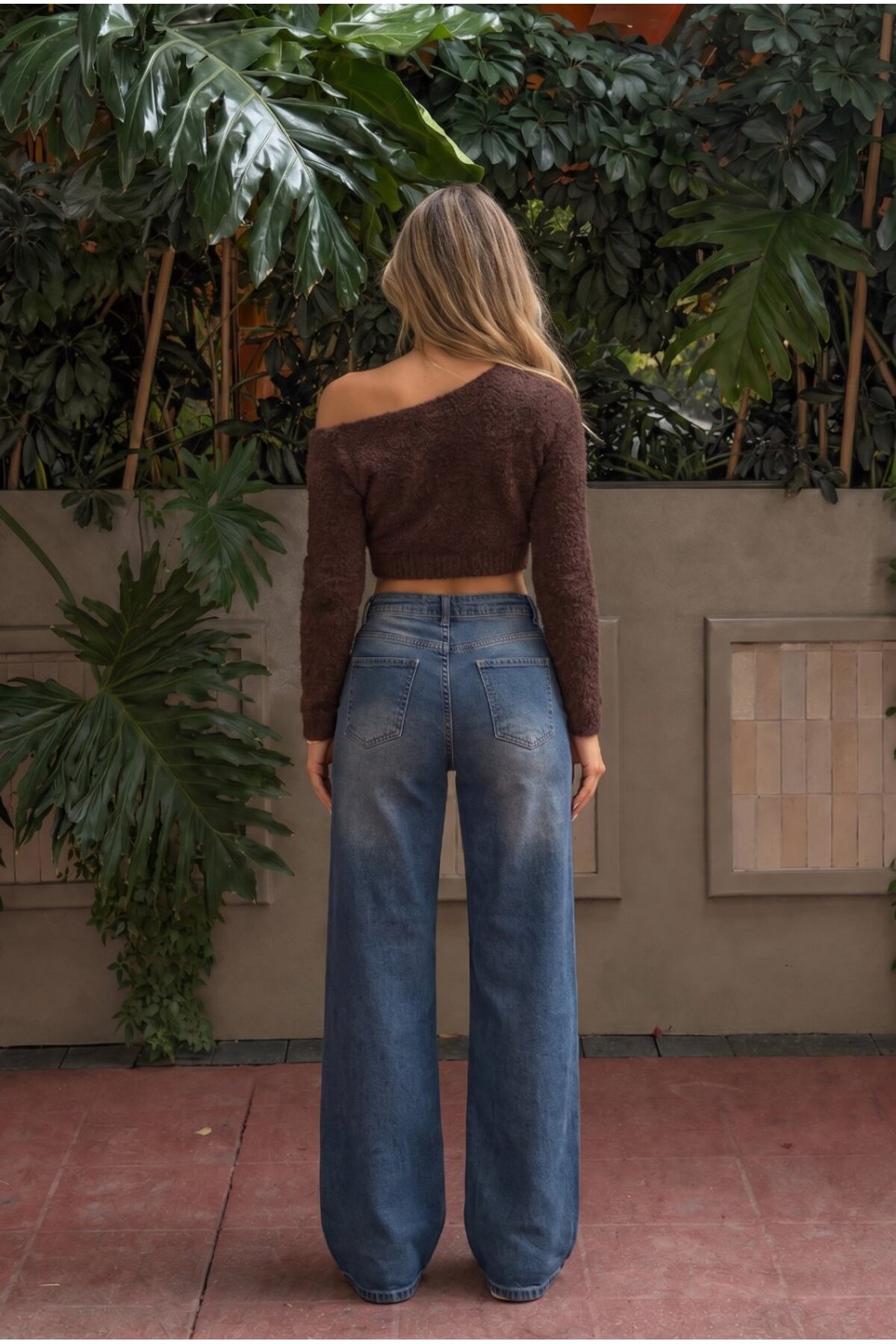 Lacivert Vintage Yüksek Bel Geniş Paça with Lycra Jeans 8
