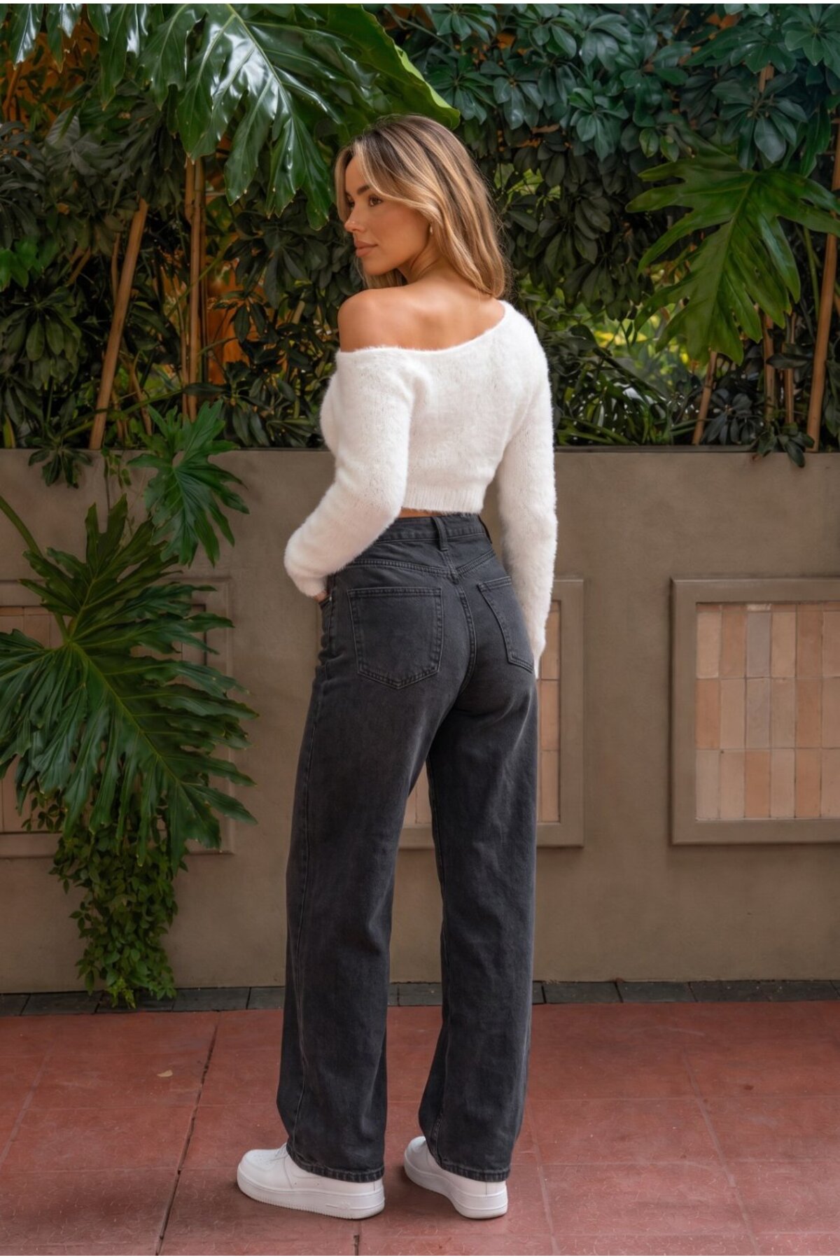 Siyah Vintage Yüksek Bel Geniş Paça with Lycra Jeans 8