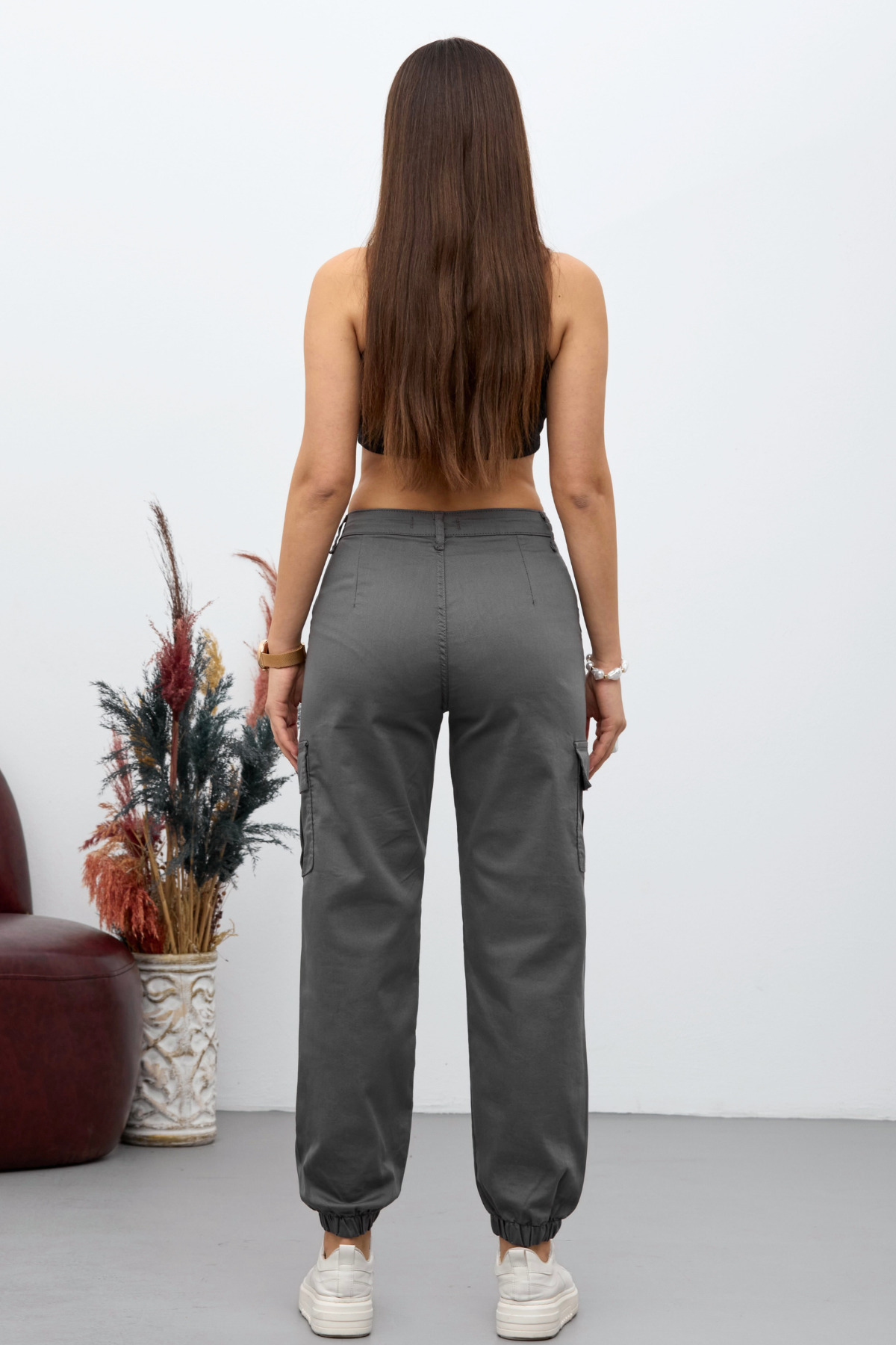 Gri Kargo Cepli Gabardin Kumaş Pantolon 6