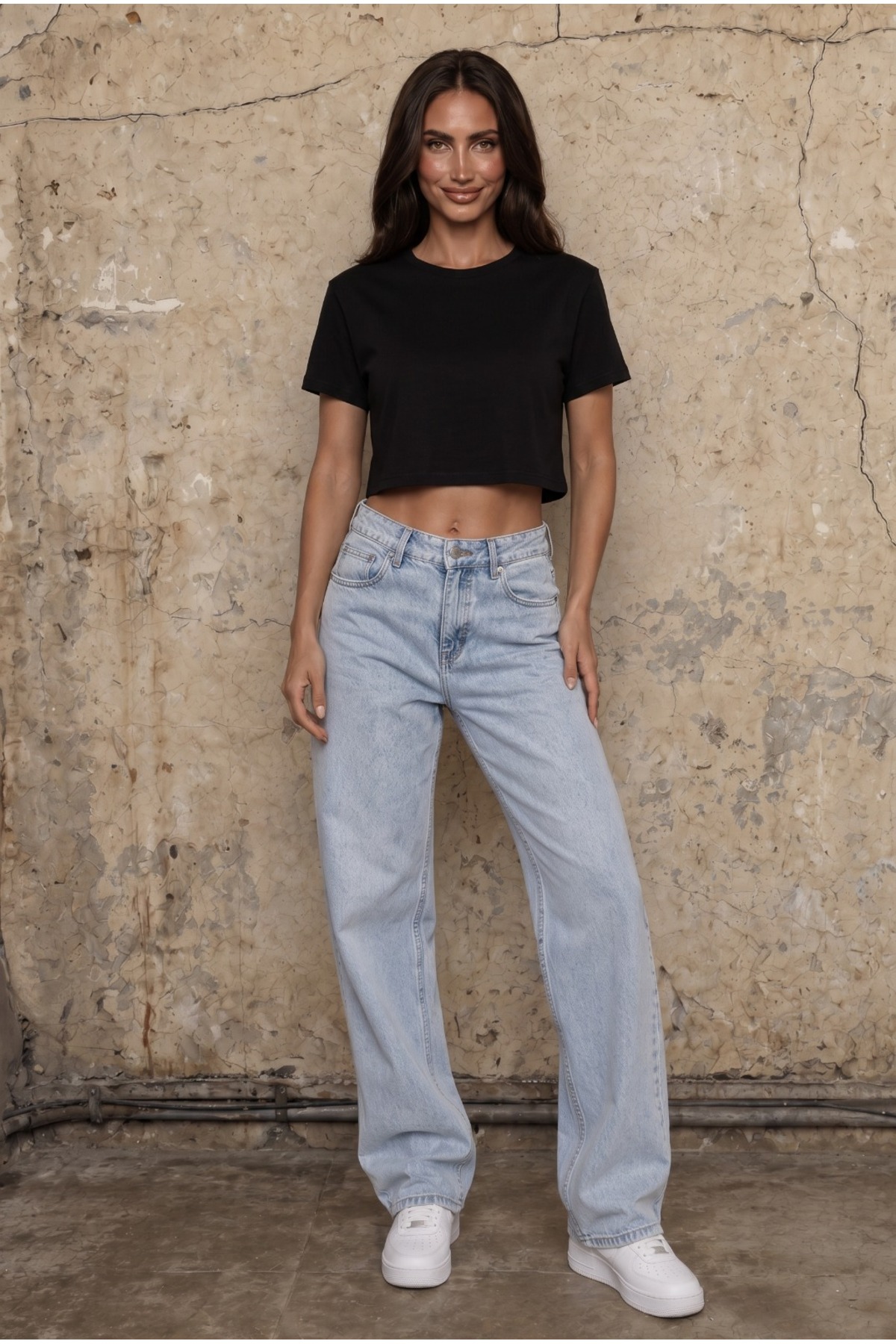 Kadın Yuvarlak Yaka Relaxed Fit Kısa Kol Basic 3 lü paket Crop T-Shirt çok renkli 5
