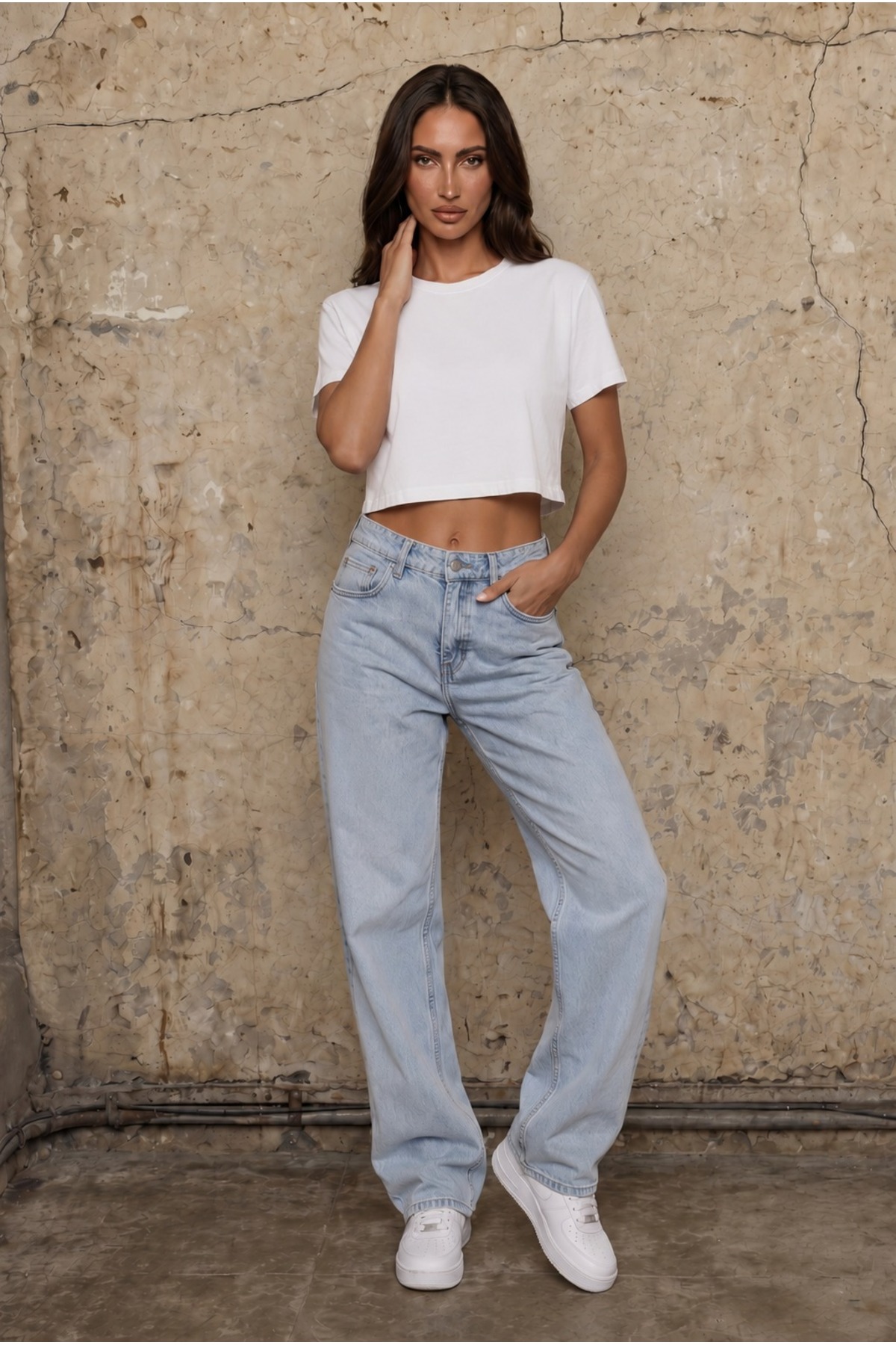 Kadın Yuvarlak Yaka Relaxed Fit Kısa Kol Basic 3 lü paket Crop T-Shirt çok renkli 3