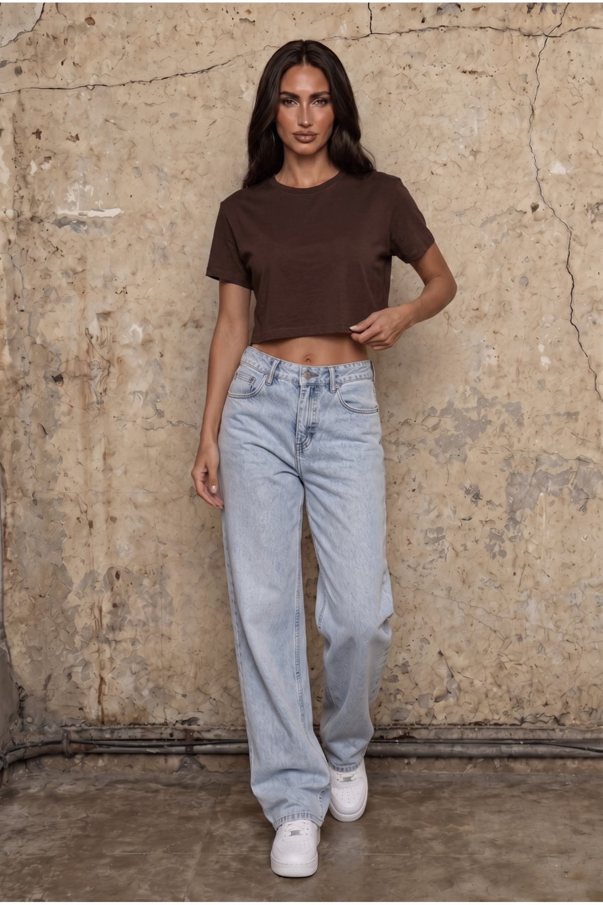 Kadın Yuvarlak Yaka Relaxed Fit Kısa Kol Basic 3 lü paket Crop T-Shirt çok renkli 6