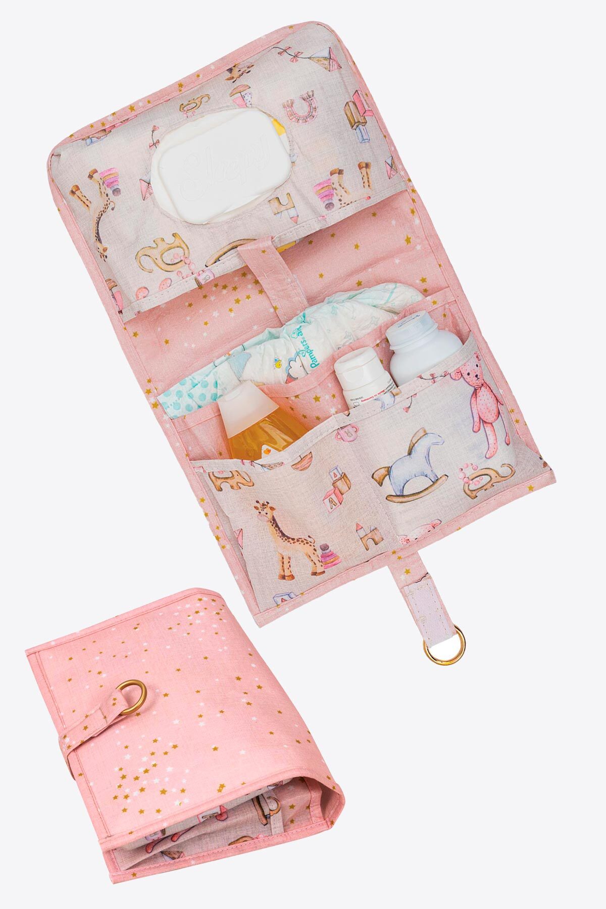 Baby Girl Pembe Alt Değişim Bakım Çantası 6