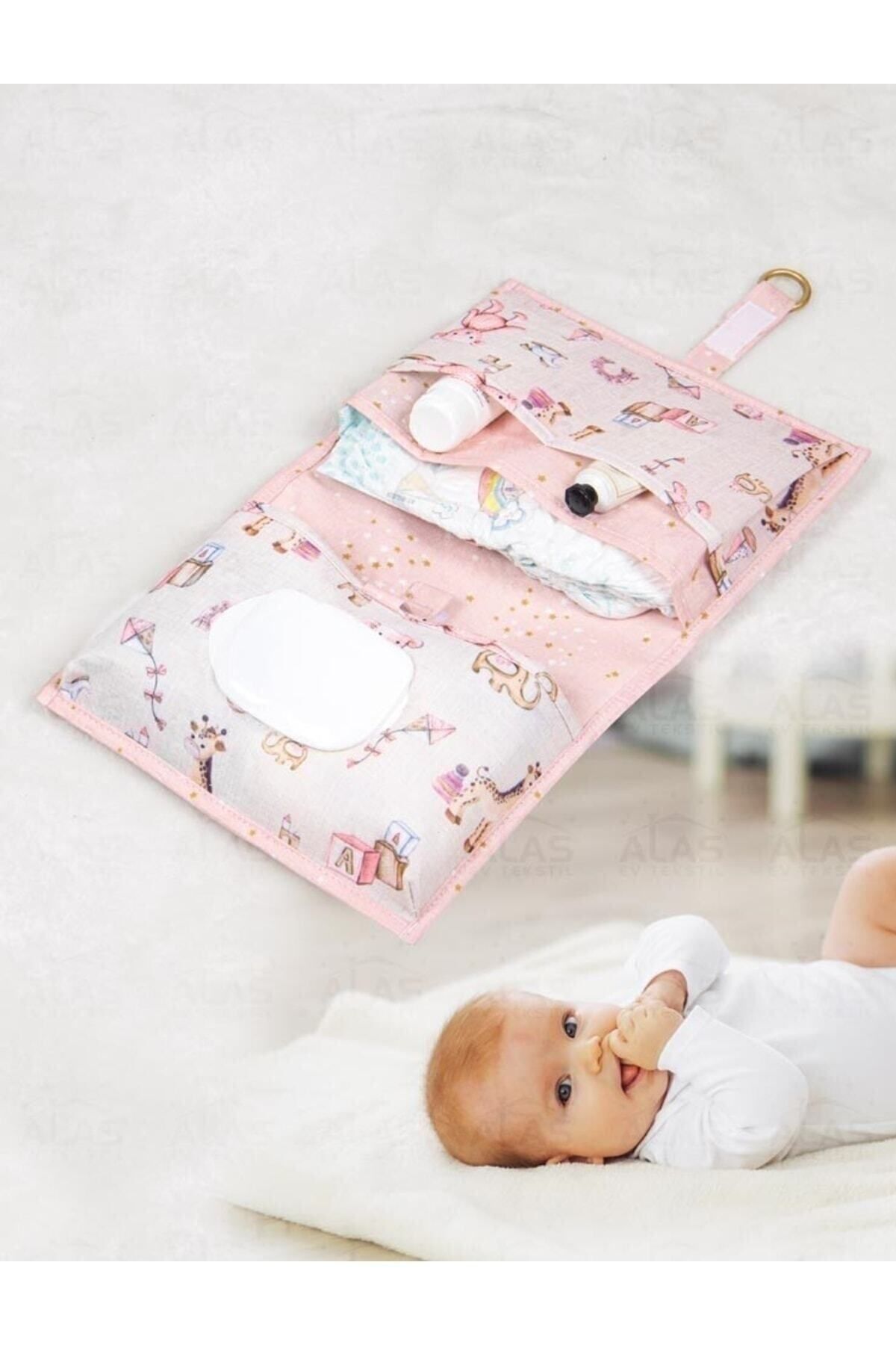 Baby Girl Pembe Alt Değişim Bakım Çantası 7