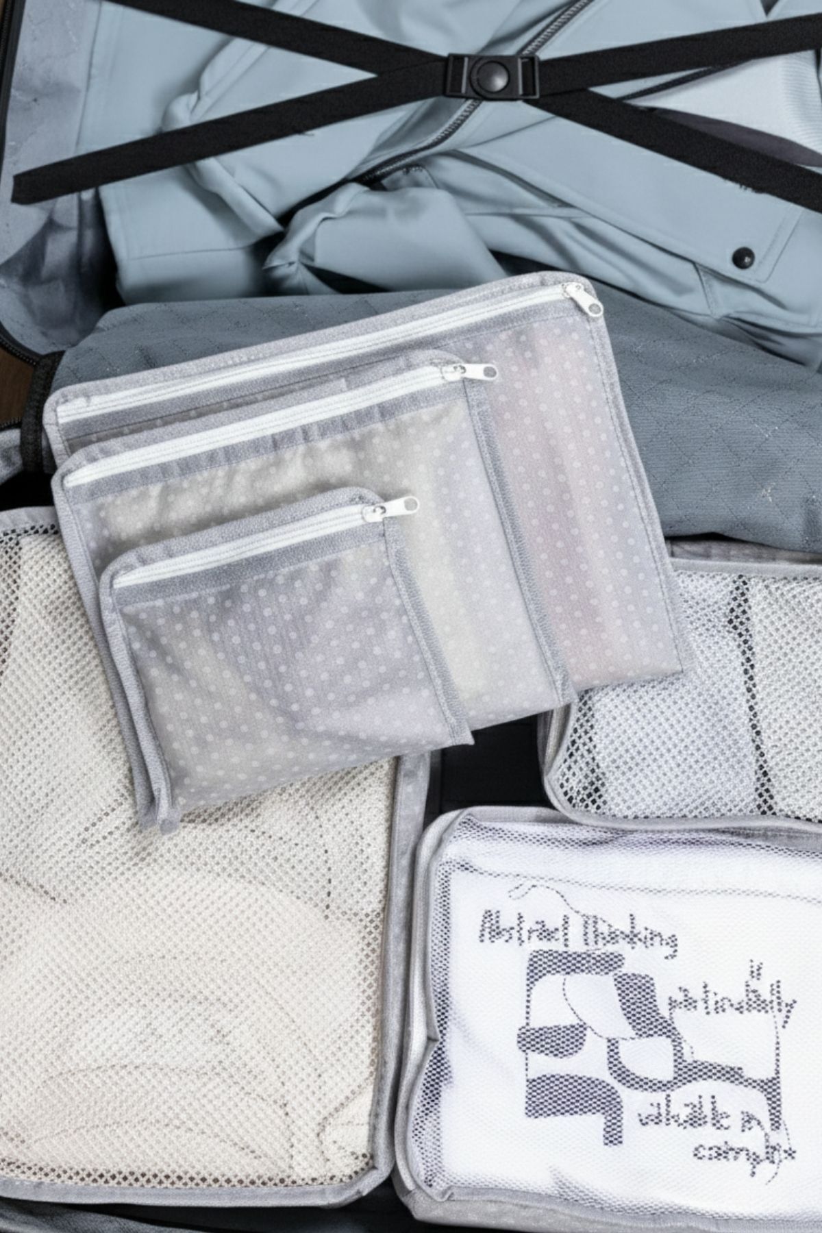 Puantiyeli 6 Lı Bavul Organizer Gri 6