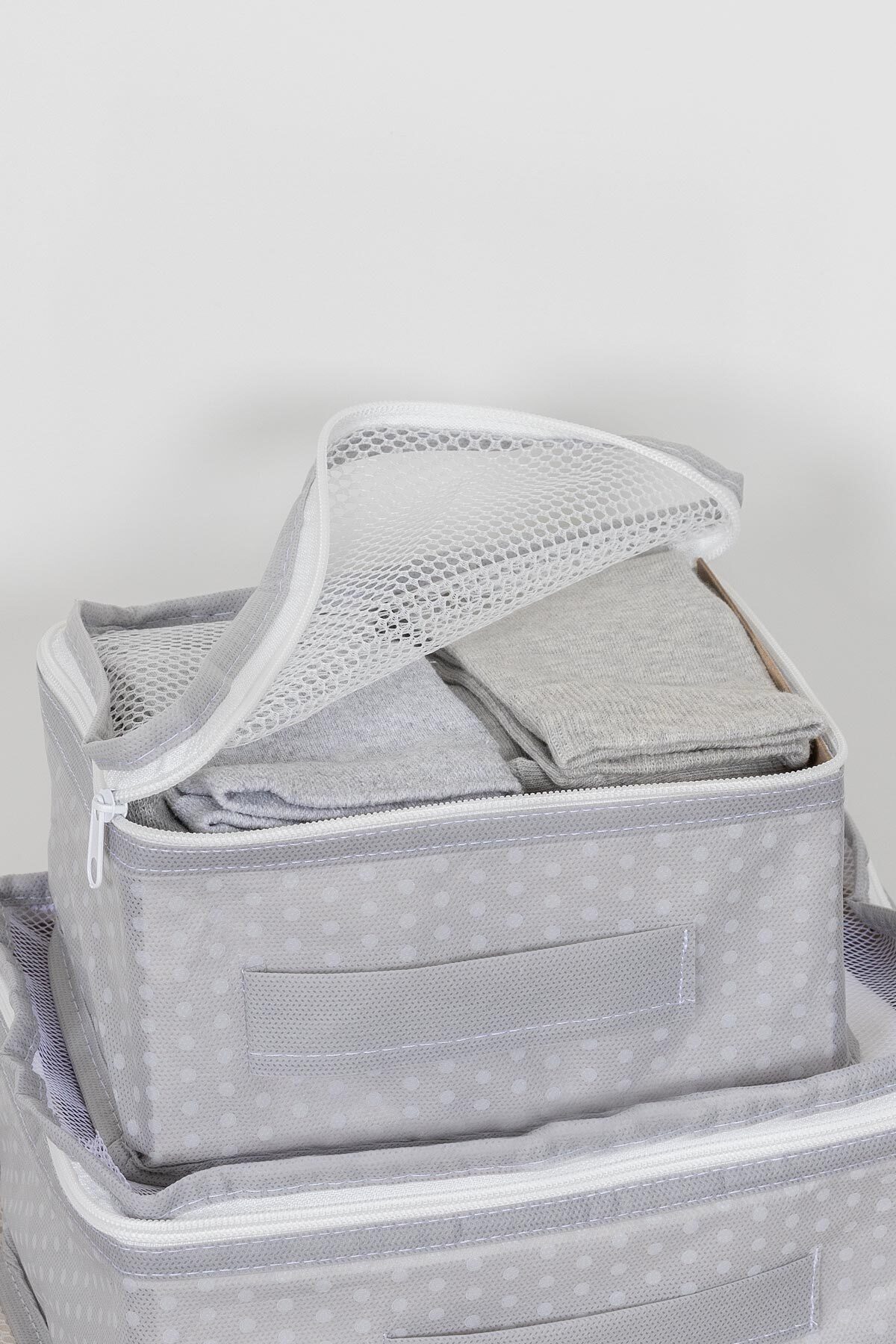 Puantiyeli 6 Lı Bavul Organizer Gri 4
