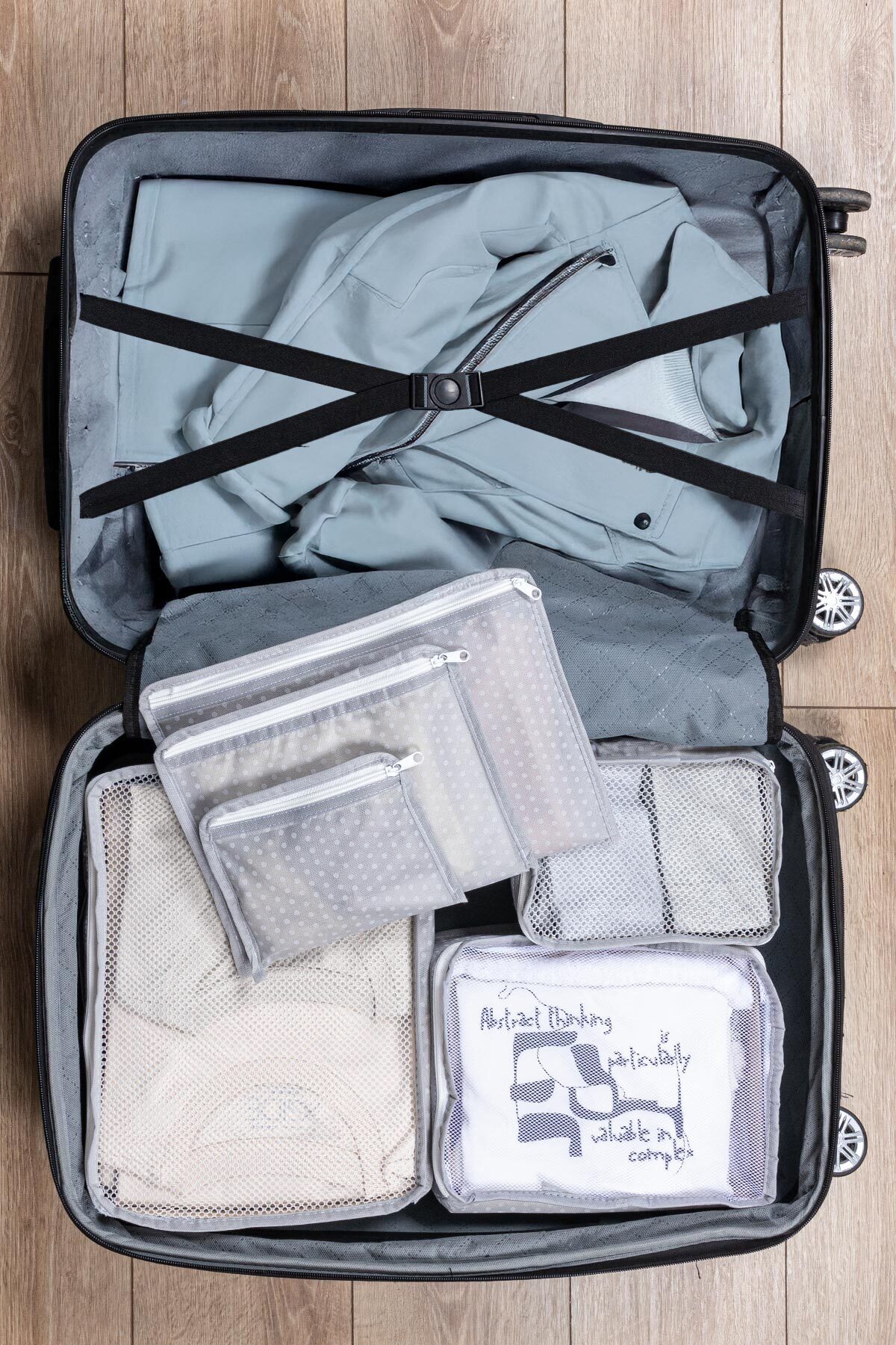 Puantiyeli 6 Lı Bavul Organizer Gri 3