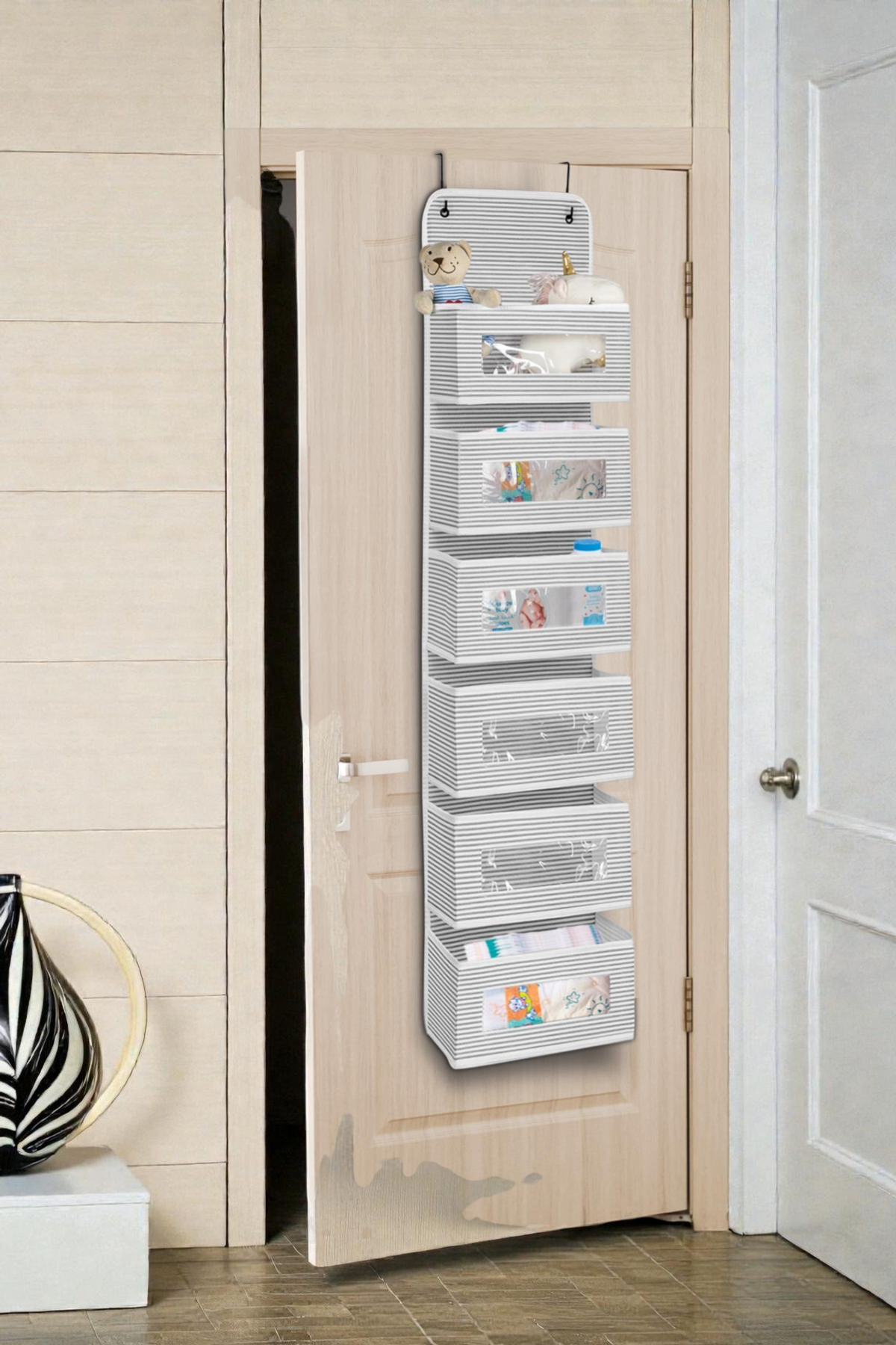 6 Katlı Askılı Organizer Kapı Arkası Düzenleyici Raf Gri 5