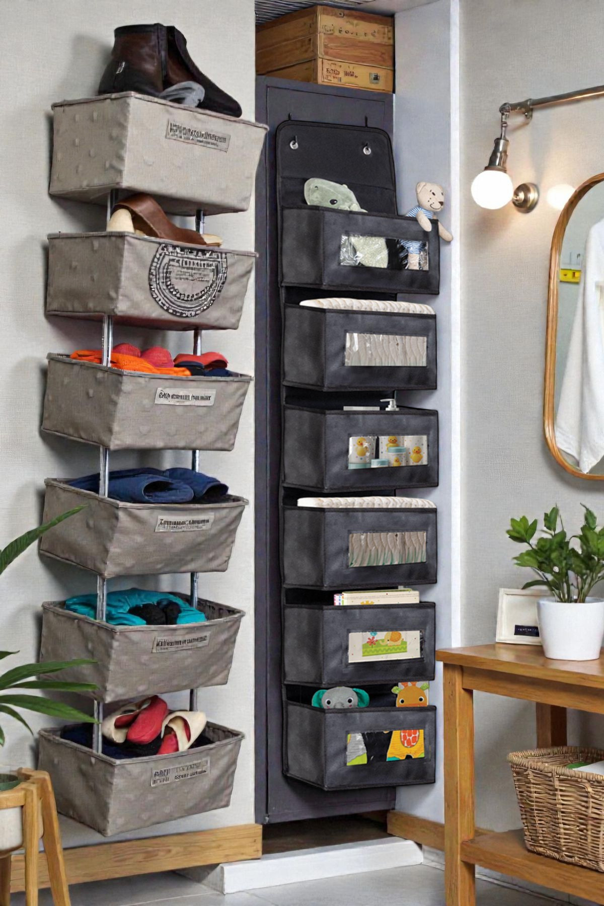 6 Katlı Askılı Organizer Siyah Raf Düzenleyici Hurç 5