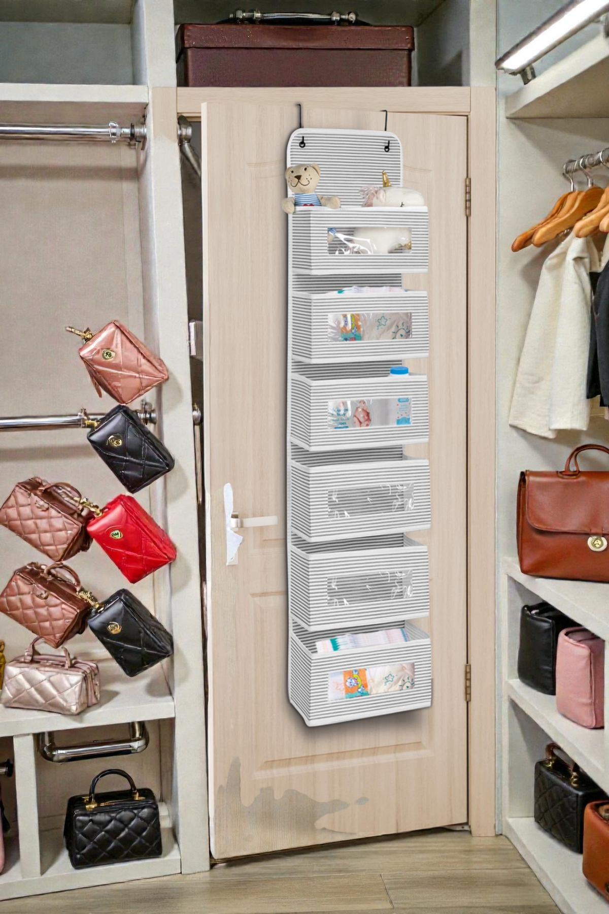 6 Katlı Bebek & Çocuk Odası Banyo Raf Düzenleyici Hurç Gri 6